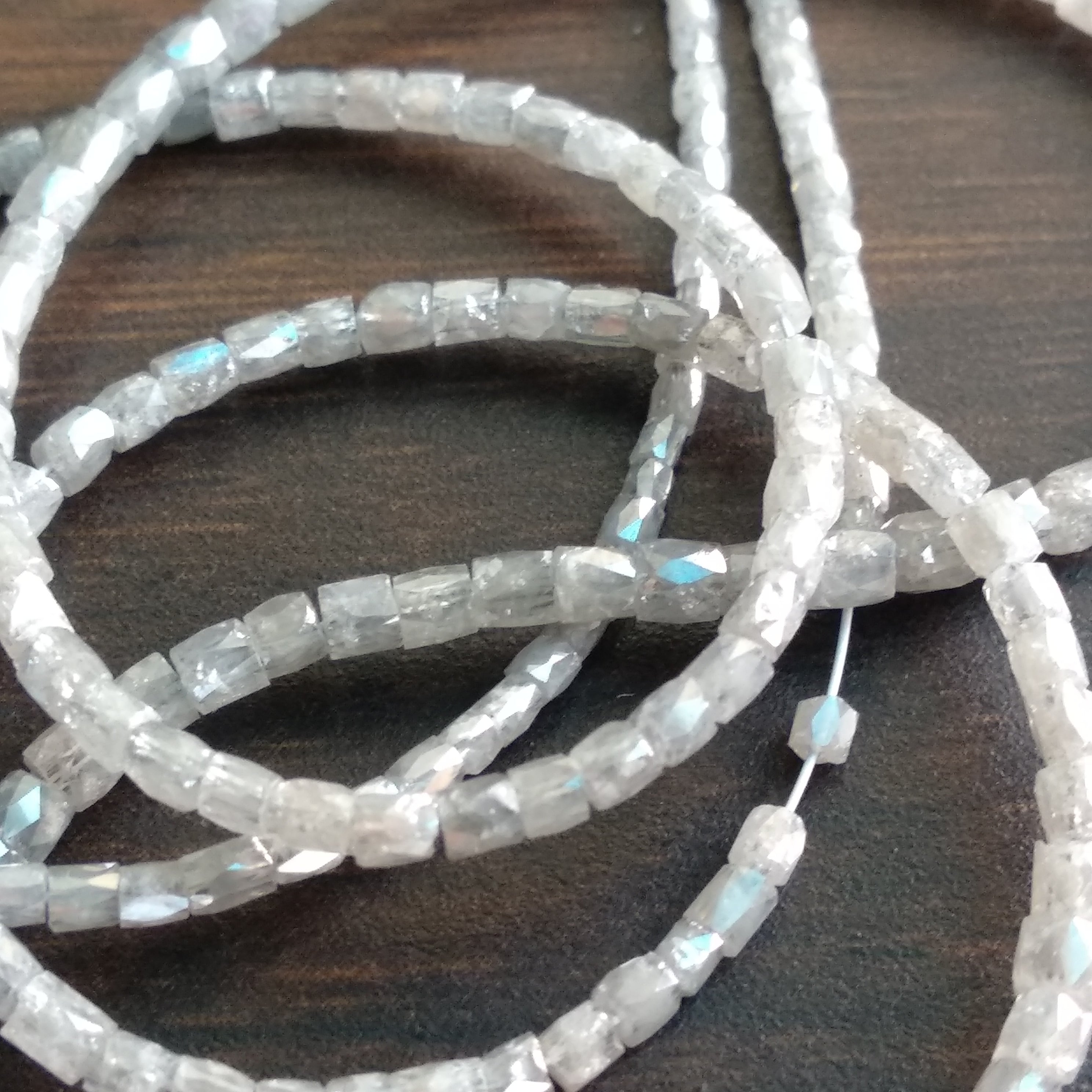 8.00 Ct Natural Gray Color Pipe Tube Loose Diamond Beads 7" Bracelet wt Silver Clasp