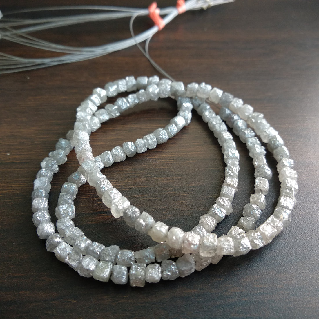 Cube Diamond, 20 Carat Natural Cube Rough Diamonds Beads Strand, White Grey Square Raw Diamonds Beads 16" Strand