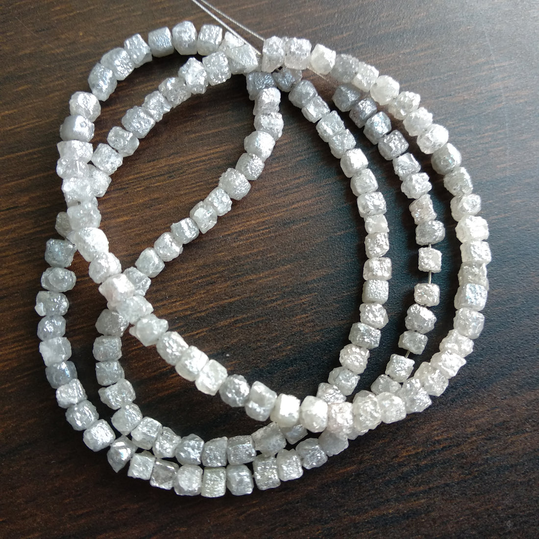 Cube Diamond, 20 Carat Natural Cube Rough Diamonds Beads Strand, White Grey Square Raw Diamonds Beads 16" Strand