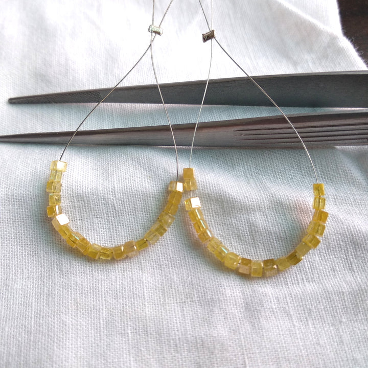 3.00 Ct Natural Yellow Color Cube Polished Loose Diamonds Beads for Earring Set, 1.5 to 2.0 MM Size