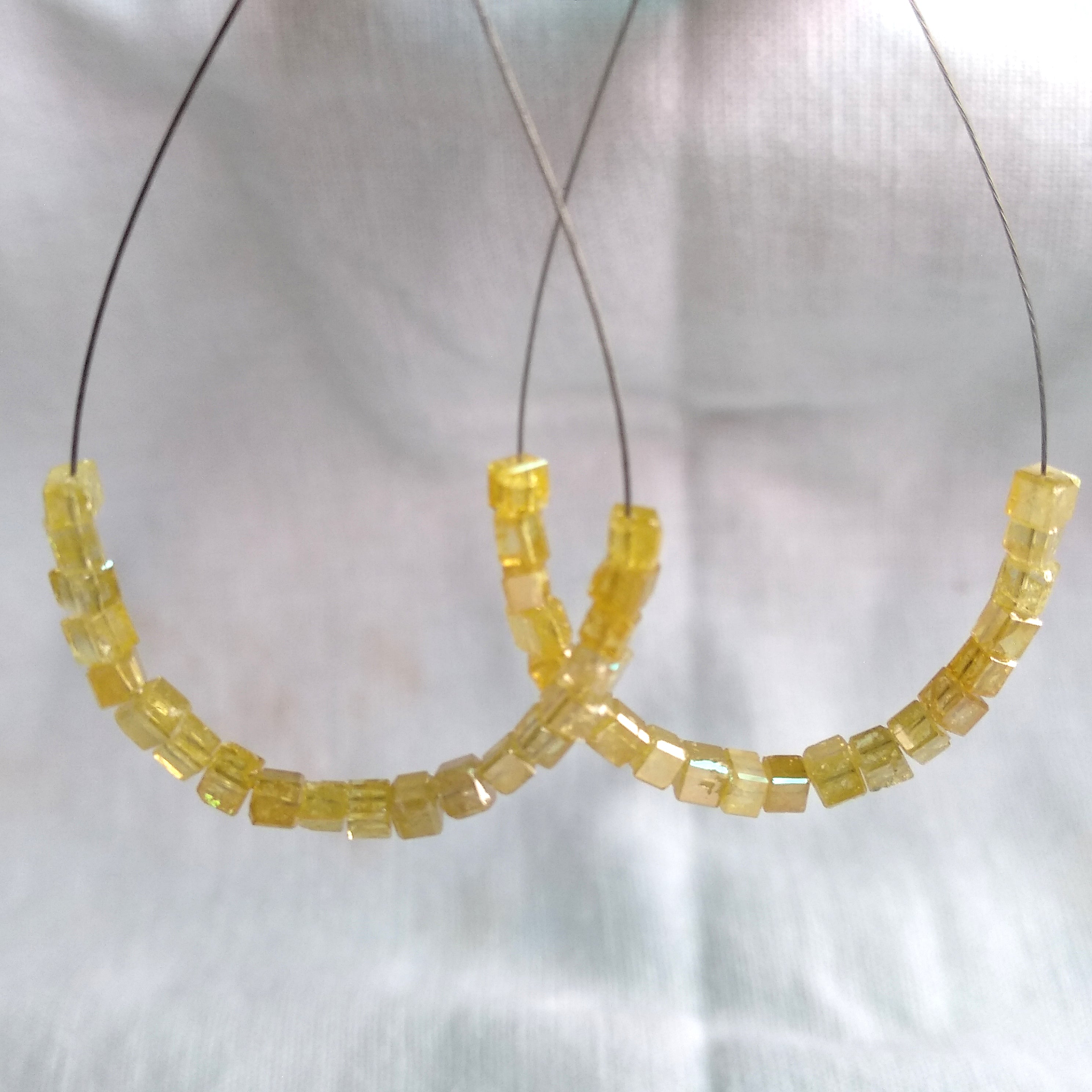 3.00 Ct Natural Yellow Color Cube Polished Loose Diamonds Beads for Earring Set, 1.5 to 2.0 MM Size
