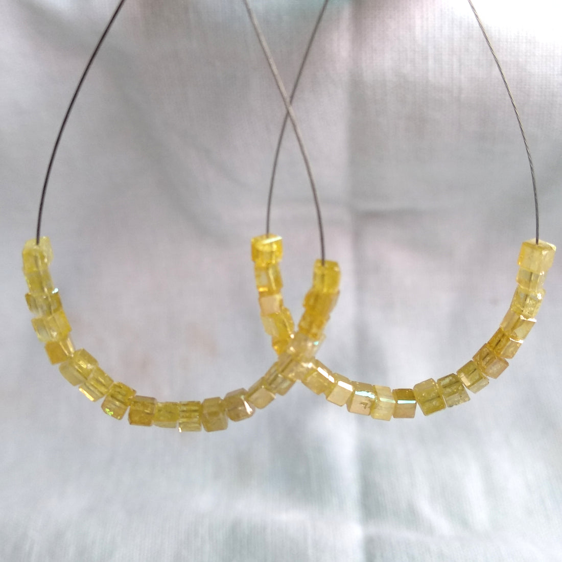 3.00 Ct Natural Yellow Color Cube Polished Loose Diamonds Beads for Earring Set, 1.5 to 2.0 MM Size