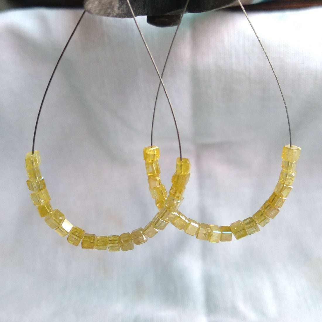 3.00 Ct Natural Yellow Color Cube Polished Loose Diamonds Beads for Earring Set, 1.5 to 2.0 MM Size