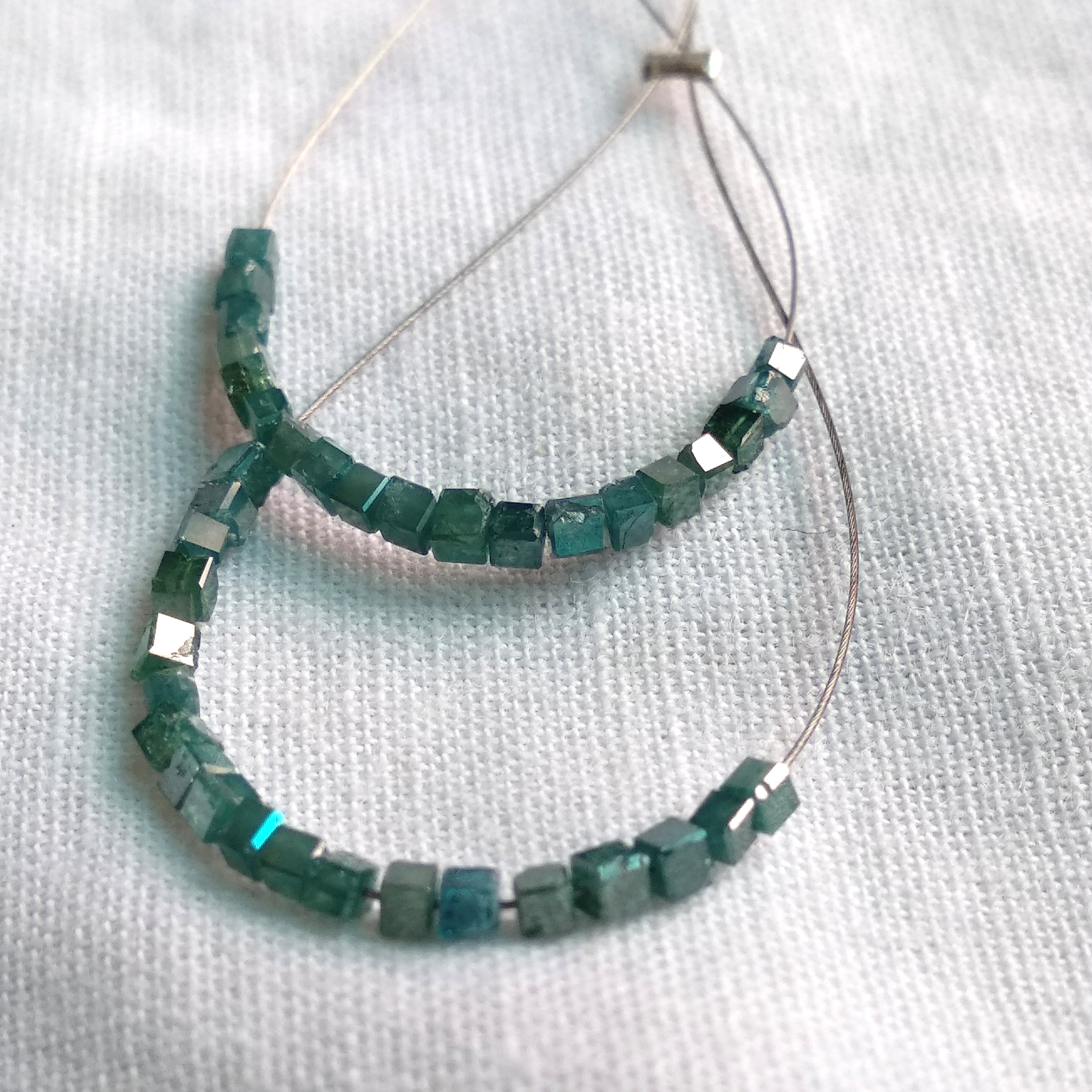 Natural Blue Cube Diamonds Beads for Earring, Sparkling Fancy Blue Square Polished Loose Diamond 1.5MM to 2.0MM Size 3.00 Cts Lot