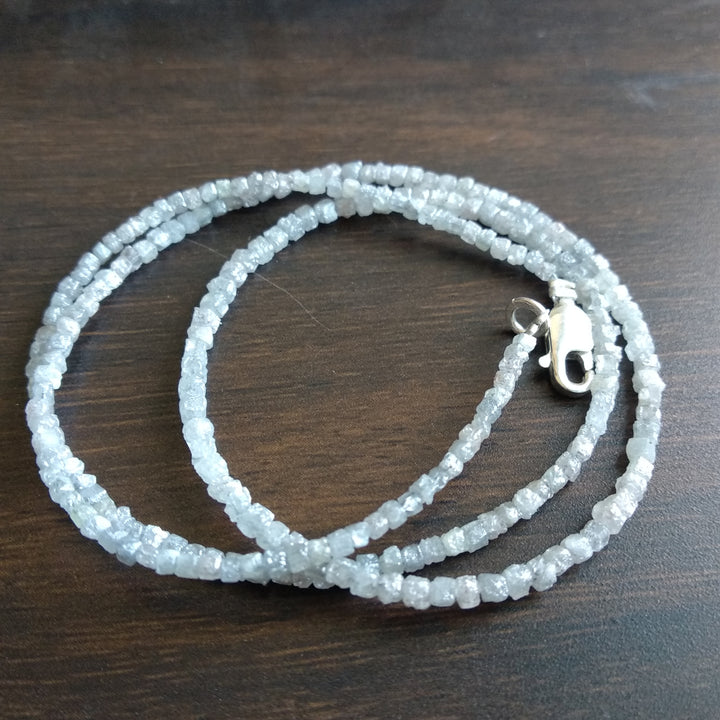 Natural Grey Color Cube Rough Loose Diamonds Beads 16" Strand 13 Carat 1.50-2.00 MM Size