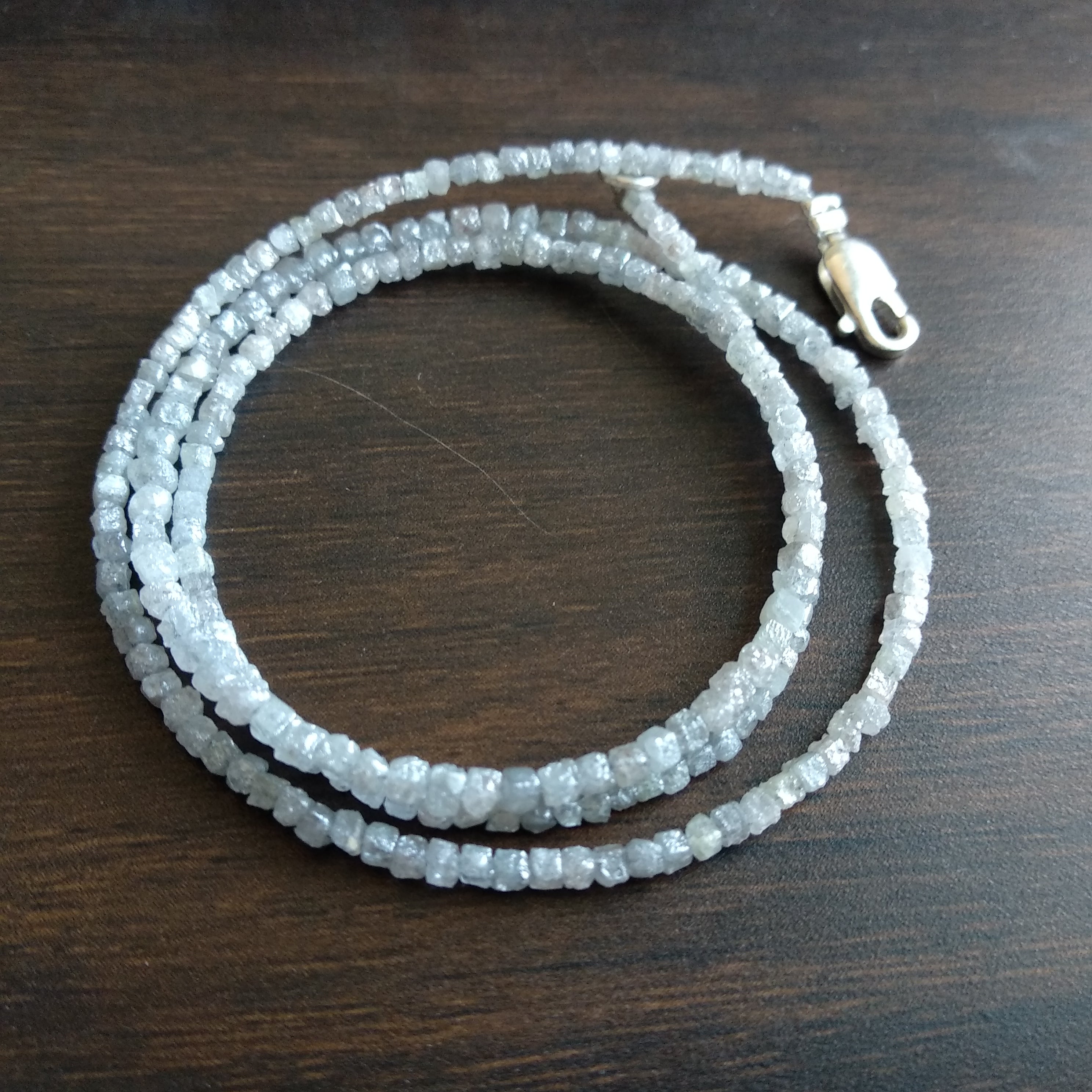 Natural Grey Color Cube Rough Loose Diamonds Beads 16" Strand 13 Carat 1.50-2.00 MM Size