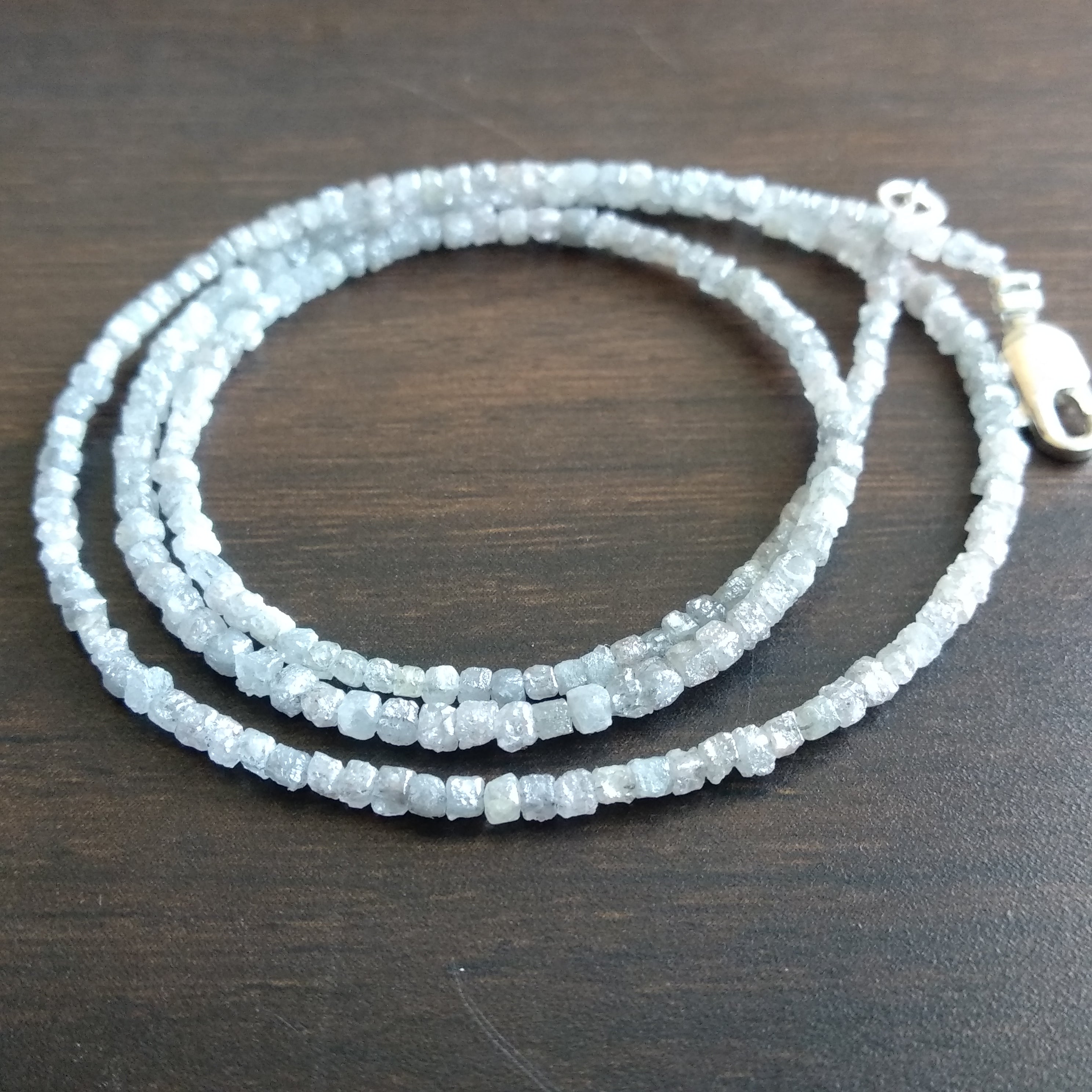 Natural Grey Color Cube Rough Loose Diamonds Beads 16" Strand 13 Carat 1.50-2.00 MM Size