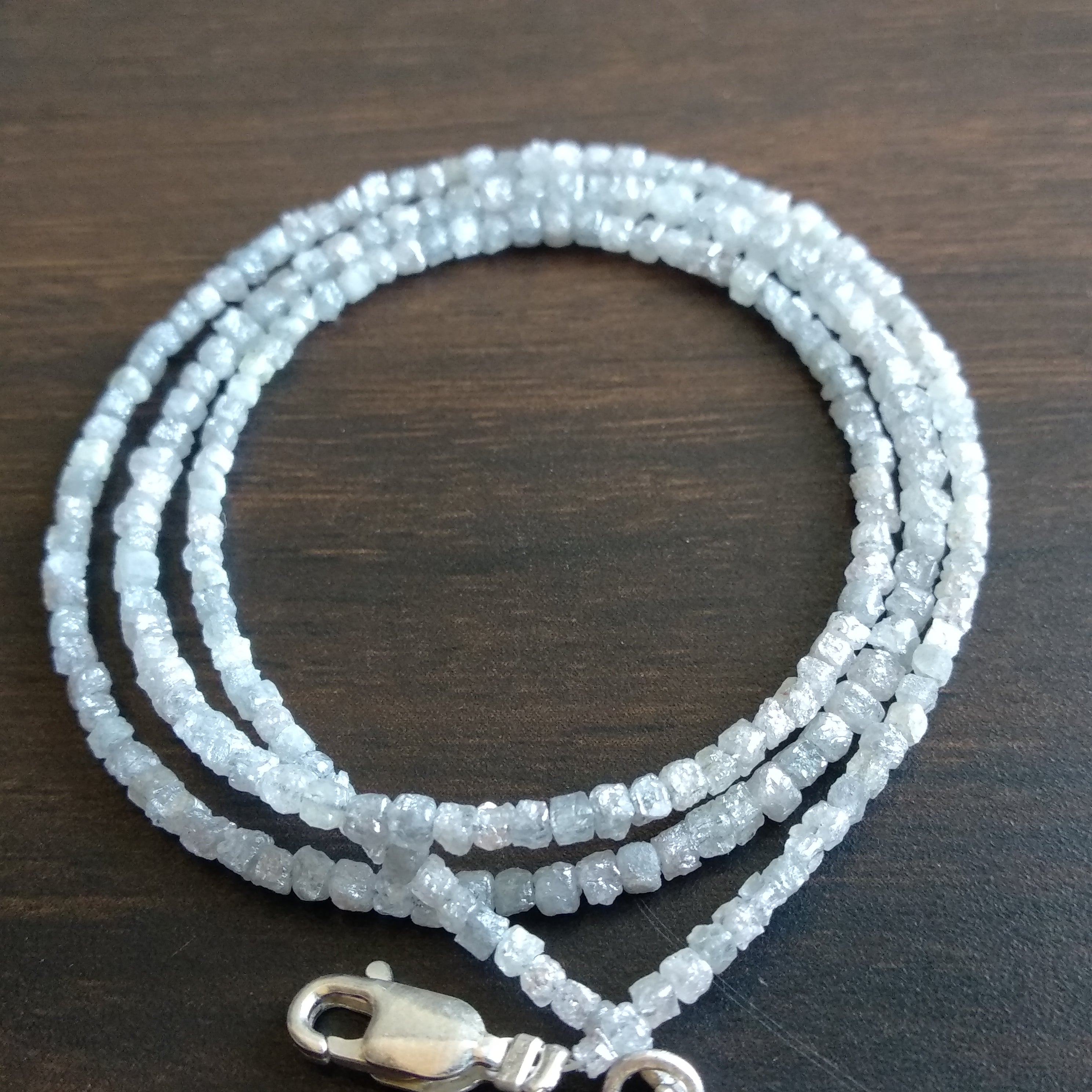 Natural Grey Color Cube Rough Loose Diamonds Beads 16" Strand 13 Carat 1.50-2.00 MM Size