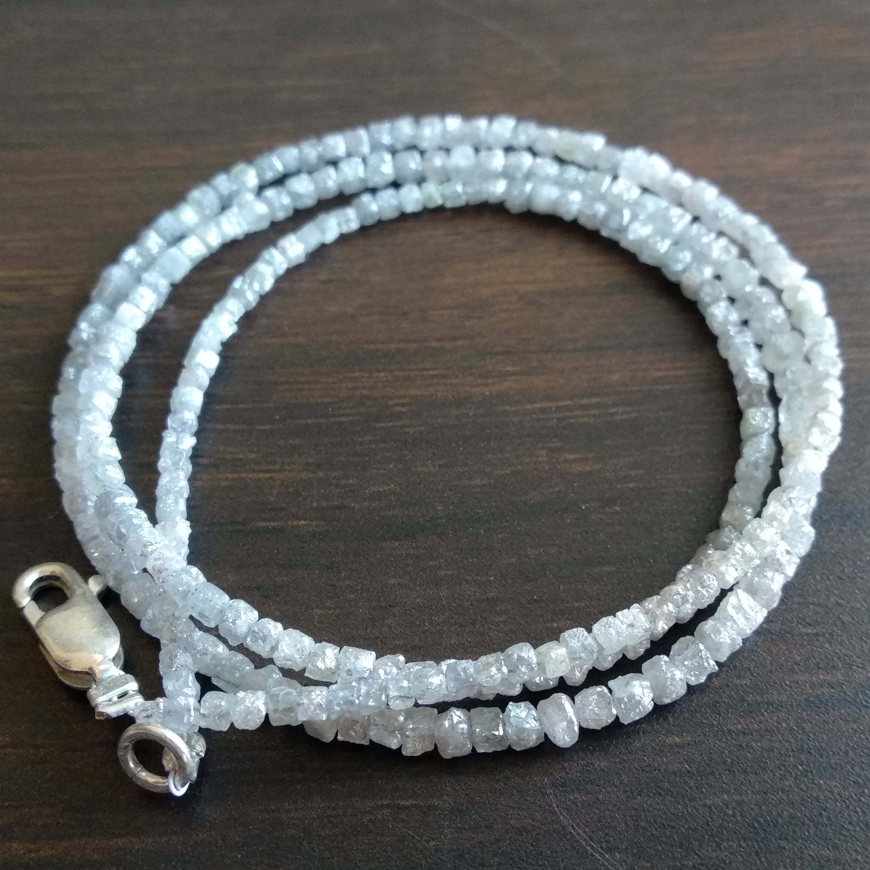 Natural Grey Color Cube Rough Loose Diamonds Beads 16" Strand 13 Carat 1.50-2.00 MM Size