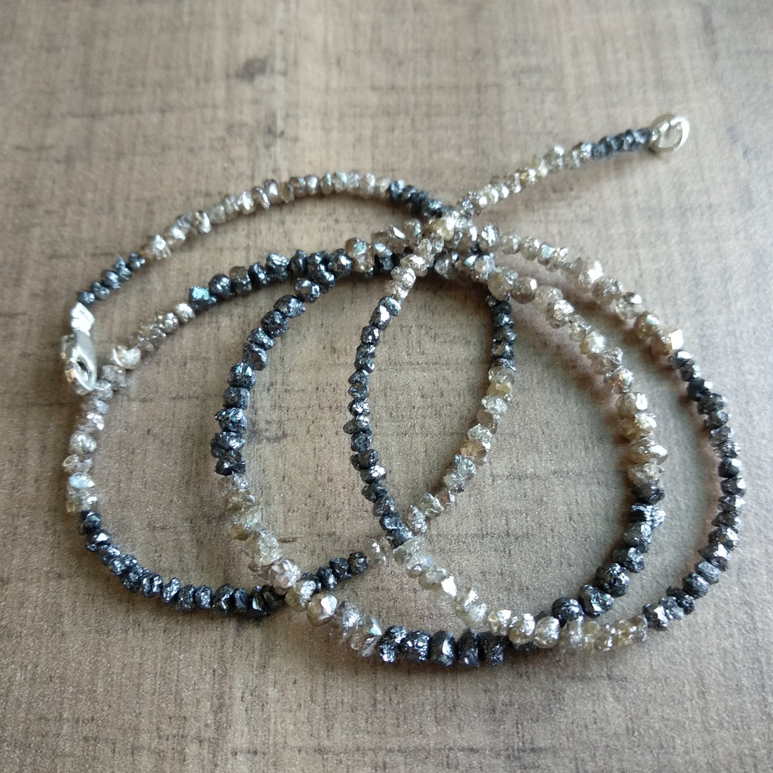 Natural Brown Black Rough Loose Diamond Beads, Raw Diamond Chips Beads 2 mm-3 mm 16" long Strand Necklace