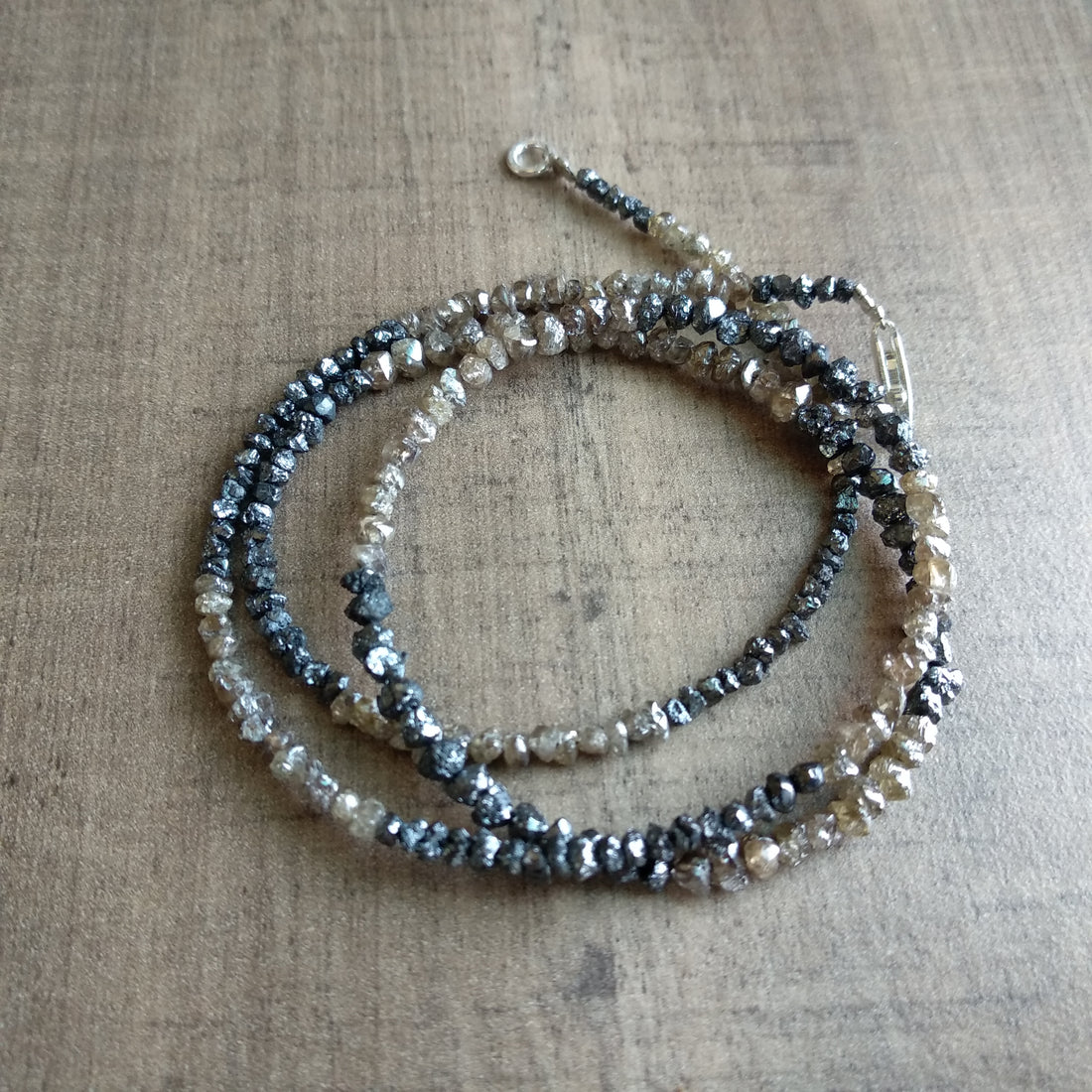 Natural Brown Black Rough Loose Diamond Beads, Raw Diamond Chips Beads 2 mm-3 mm 16" long Strand Necklace