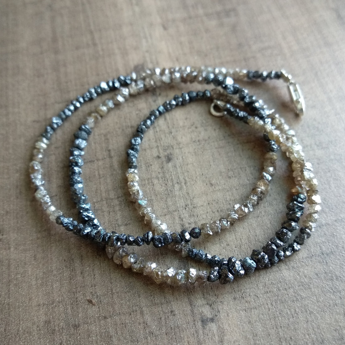 Natural Brown Black Rough Loose Diamond Beads, Raw Diamond Chips Beads 2 mm-3 mm 16" long Strand Necklace