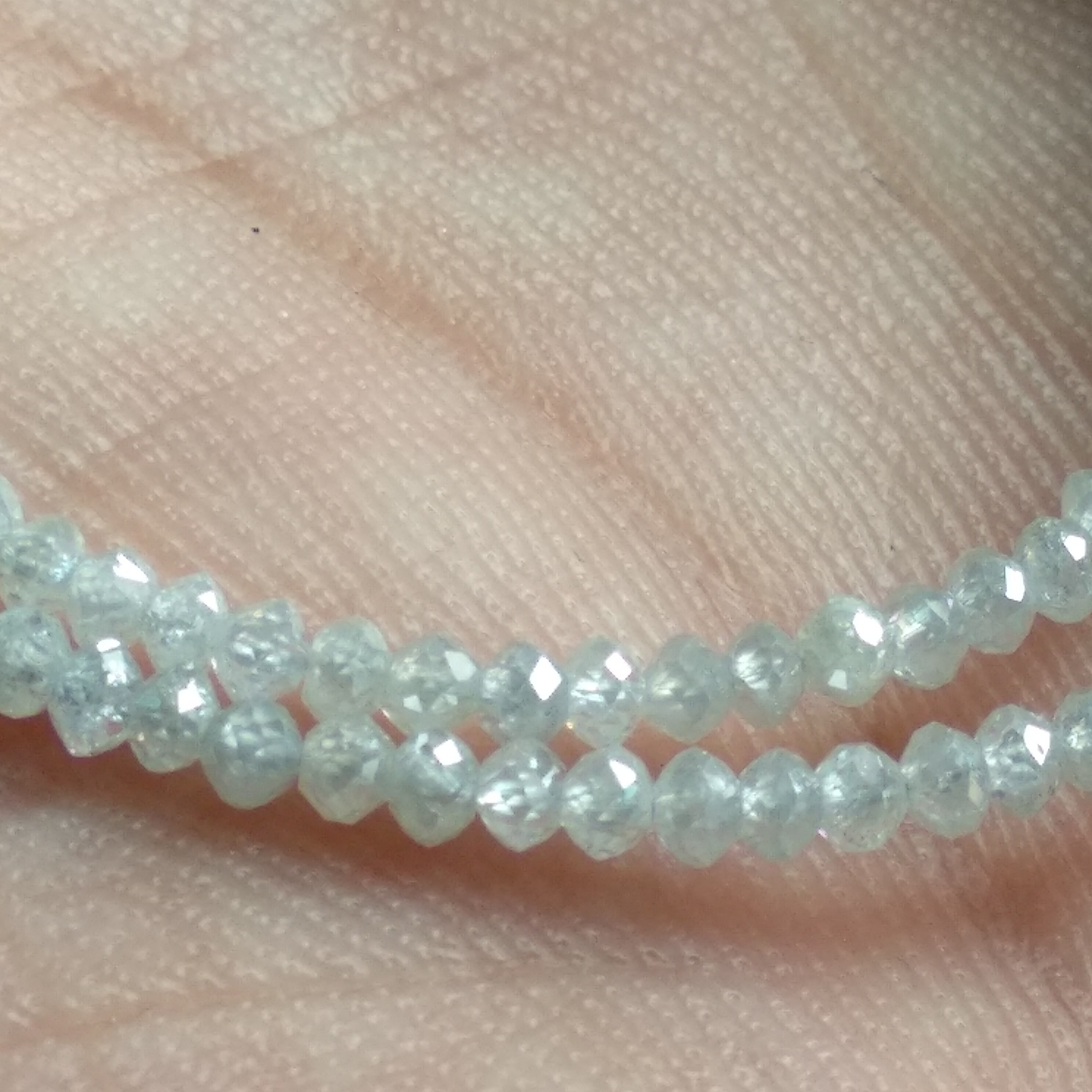 15 Carat Natural White Color Polished Round Loose Diamond Beads 16 Inch Strand Necklace wt Silver Clasp