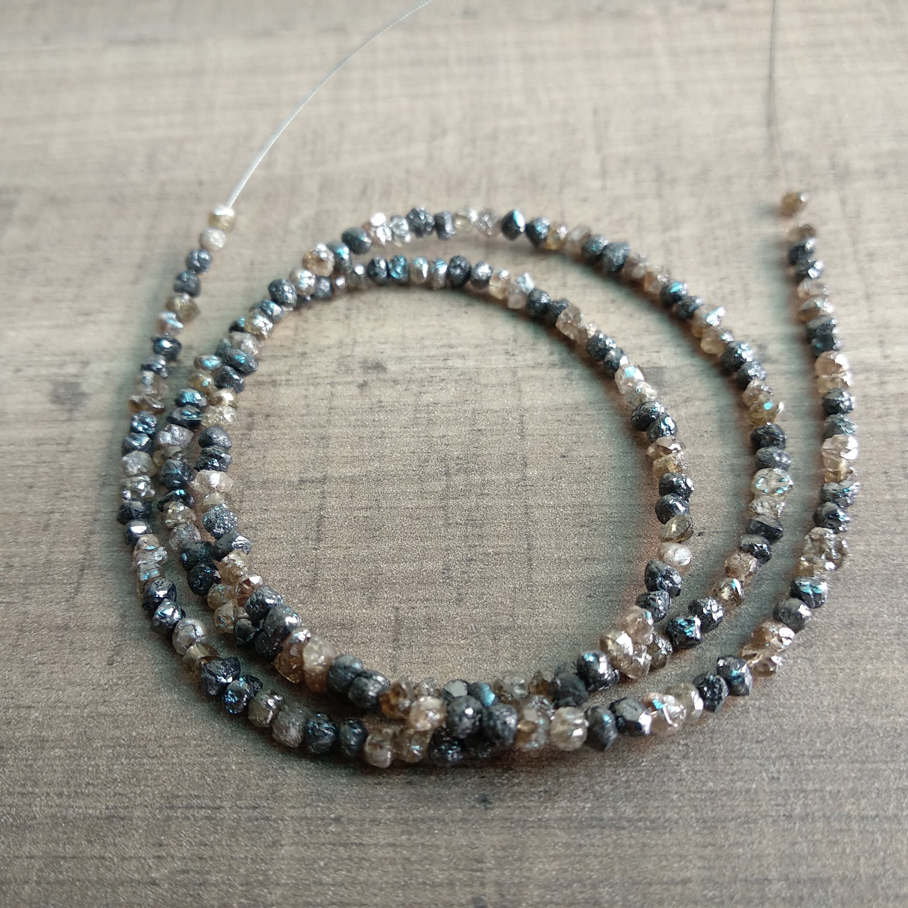 20 Carat Natural Brown Black Rough Raw Diamond Beads 2.5 mm-3 mm 16" long strand Necklace