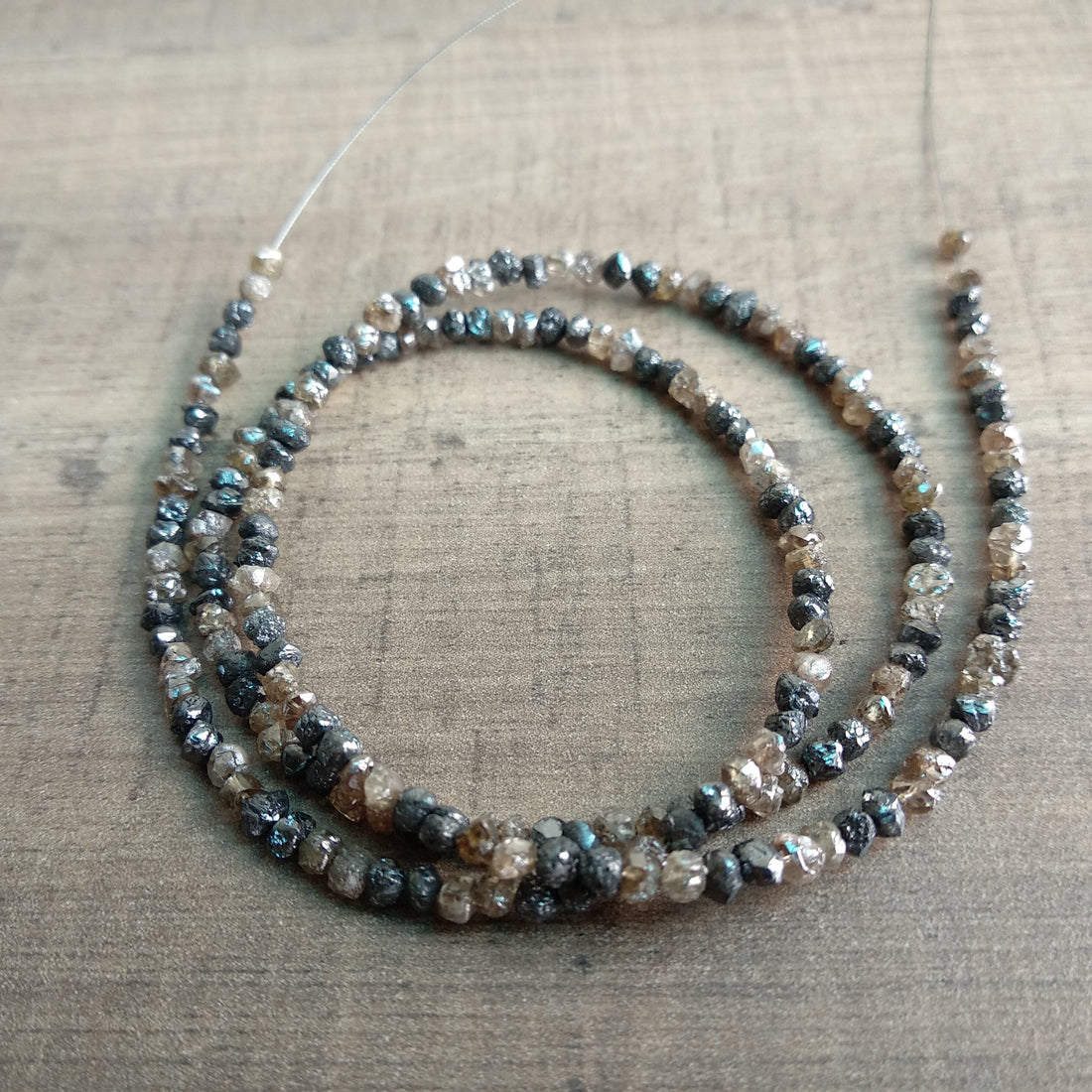 20 Carat Natural Brown Black Rough Raw Diamond Beads 2.5 mm-3 mm 16" long strand Necklace