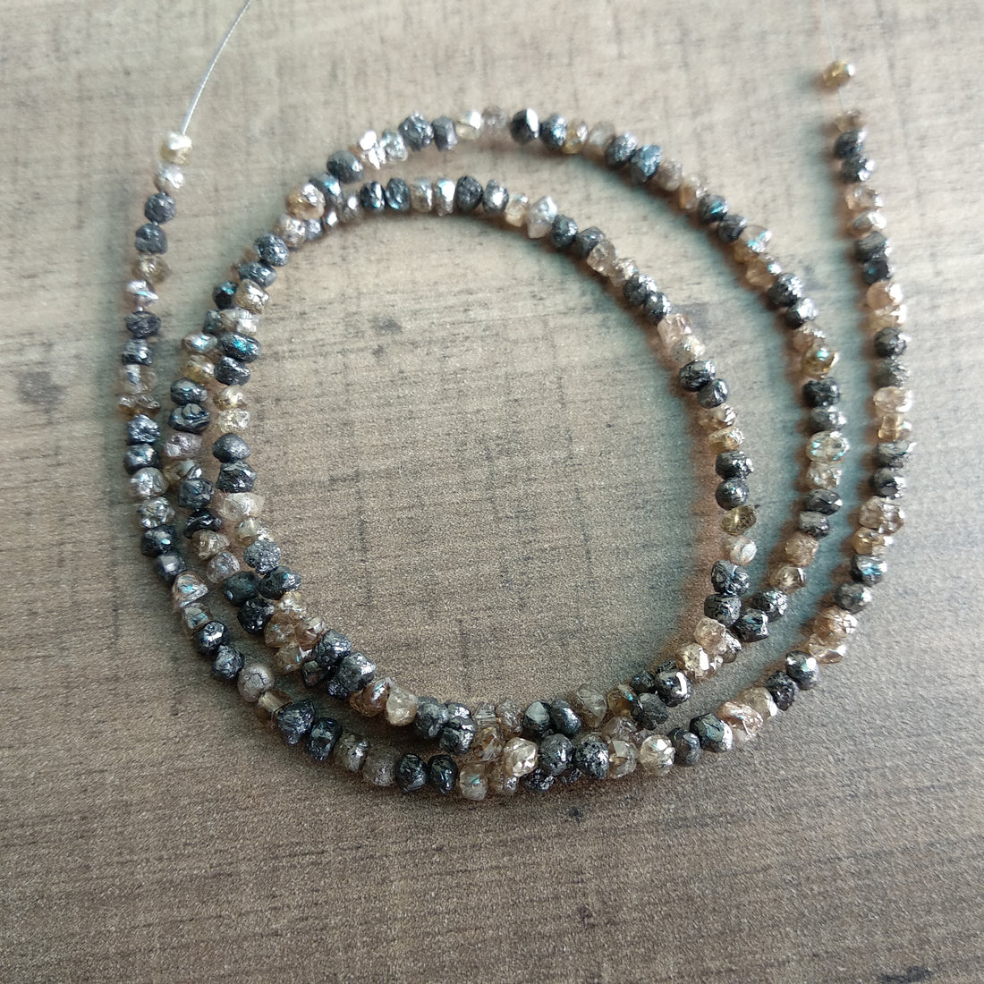 20 Carat Natural Brown Black Rough Raw Diamond Beads 2.5 mm-3 mm 16" long strand Necklace