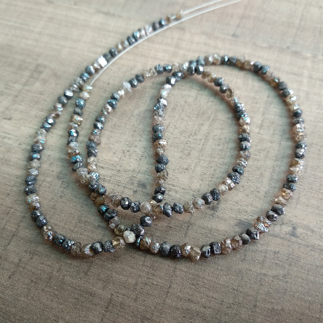 20 Carat Natural Brown Black Rough Raw Diamond Beads 2.5 mm-3 mm 16" long strand Necklace
