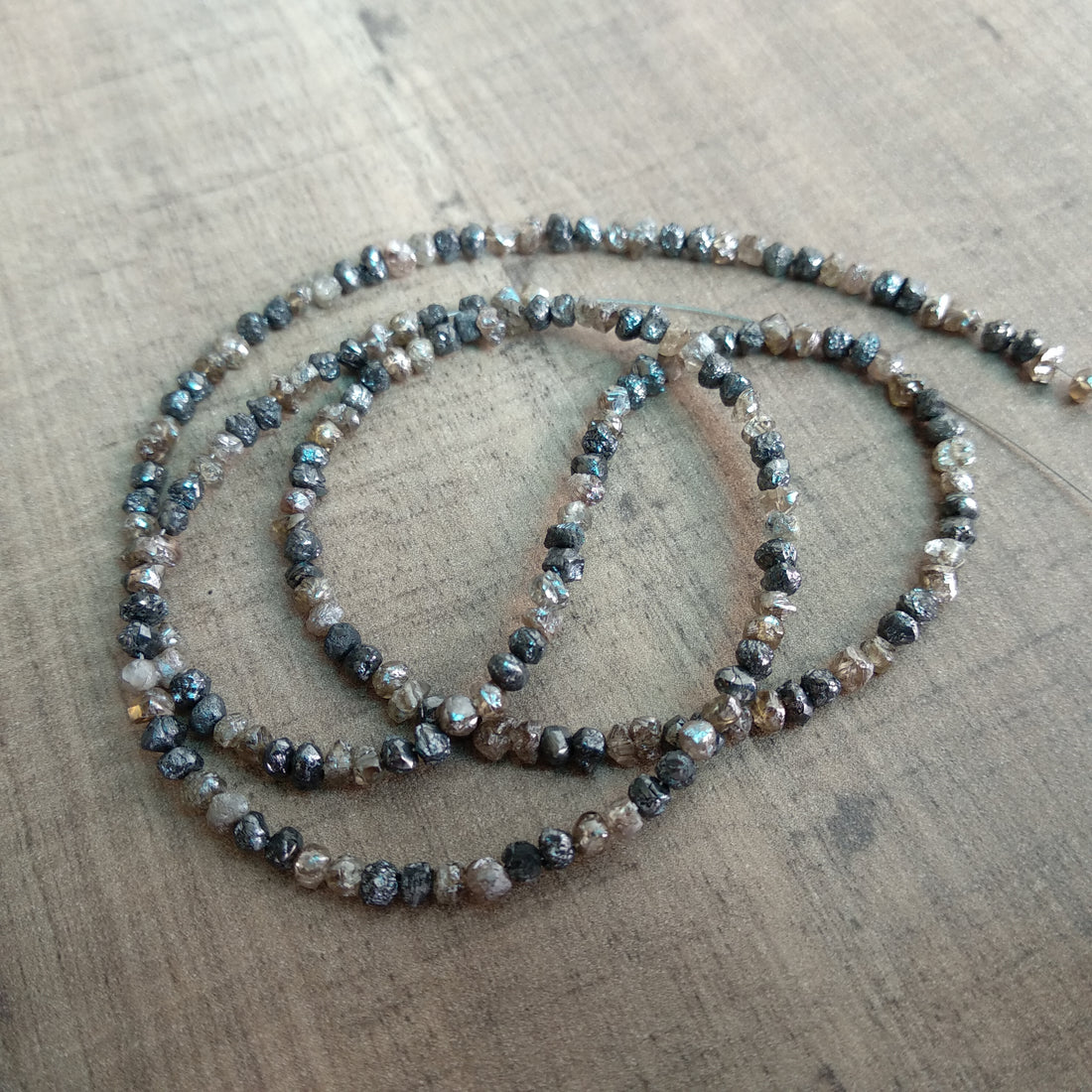 20 Carat Natural Brown Black Rough Raw Diamond Beads 2.5 mm-3 mm 16" long strand Necklace