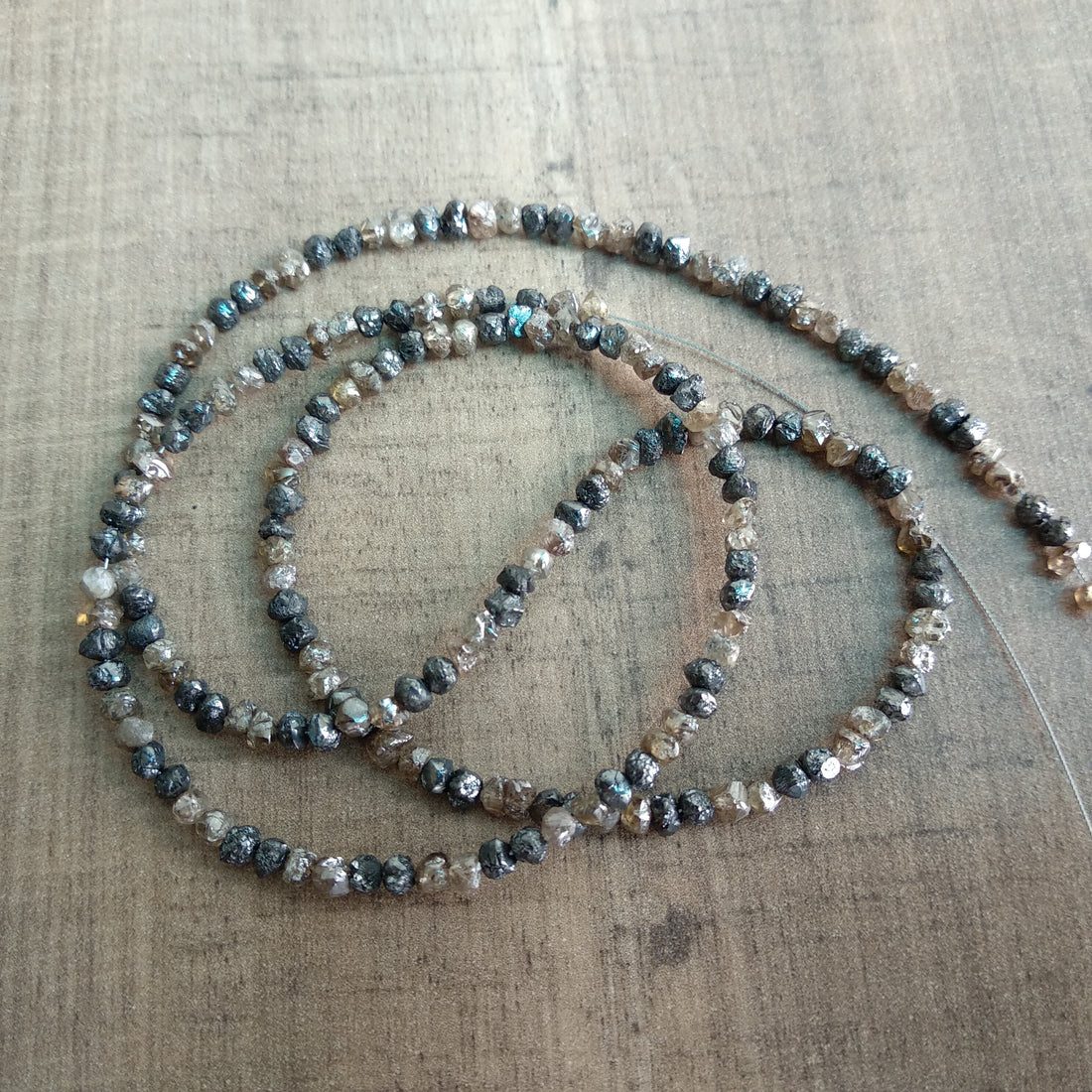 20 Carat Natural Brown Black Rough Raw Diamond Beads 2.5 mm-3 mm 16" long strand Necklace
