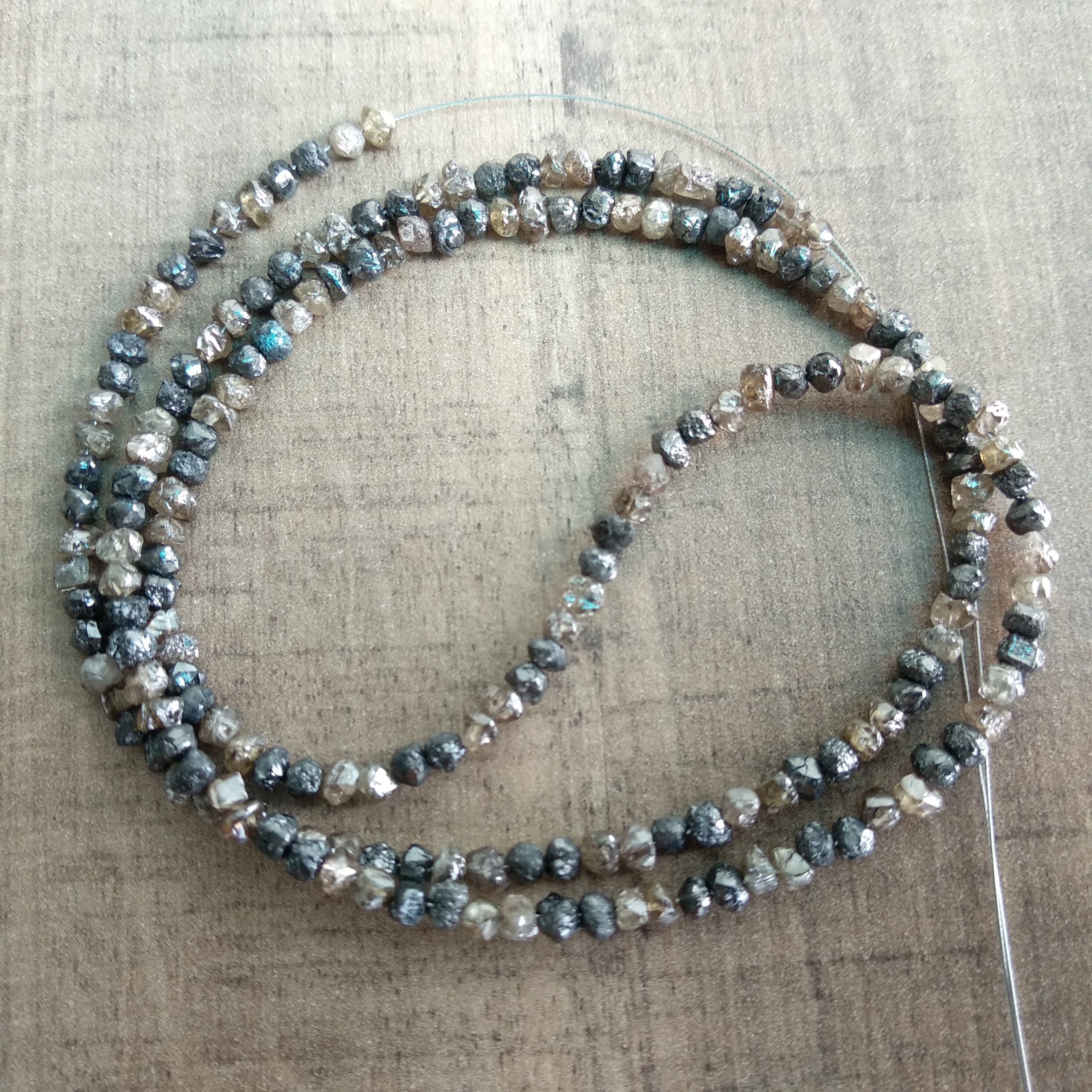 20 Carat Natural Brown Black Rough Raw Diamond Beads 2.5 mm-3 mm 16" long strand Necklace