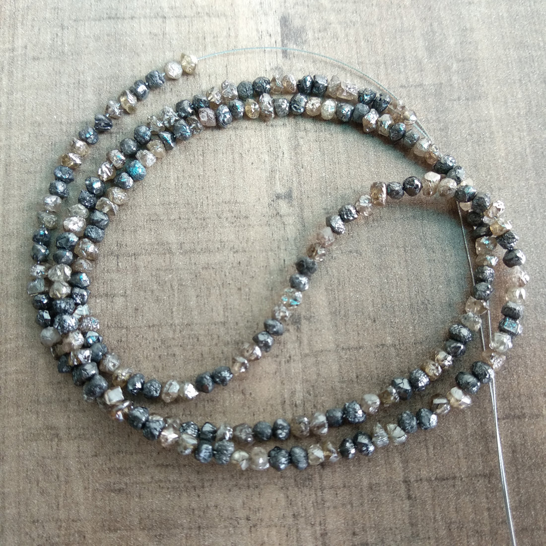 20 Carat Natural Brown Black Rough Raw Diamond Beads 2.5 mm-3 mm 16" long strand Necklace