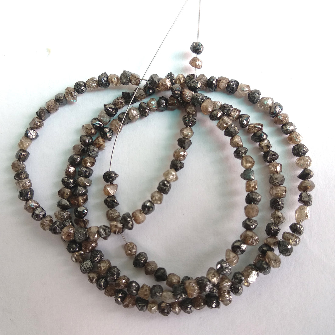 22 Carat Natural Brown Black Diamond Beads Strand, Rough Diamond Beads 2.5 mm-3 mm 16" long strand necklace
