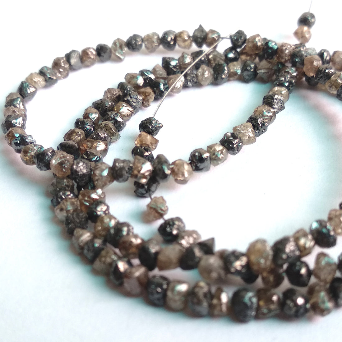 22 Carat Natural Brown Black Diamond Beads Strand, Rough Diamond Beads 2.5 mm-3 mm 16" long strand necklace