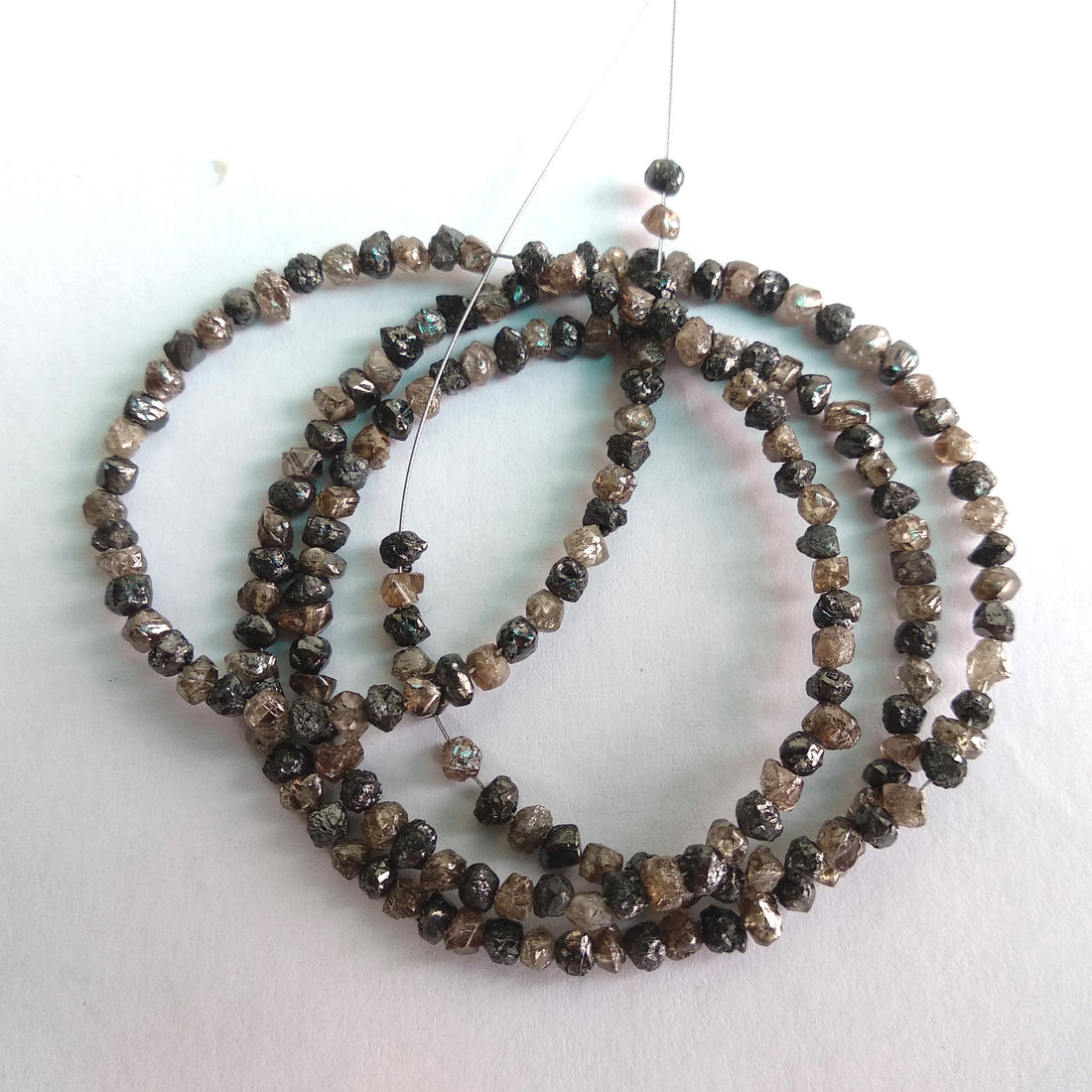 22 Carat Natural Brown Black Diamond Beads Strand, Rough Diamond Beads 2.5 mm-3 mm 16" long strand necklace