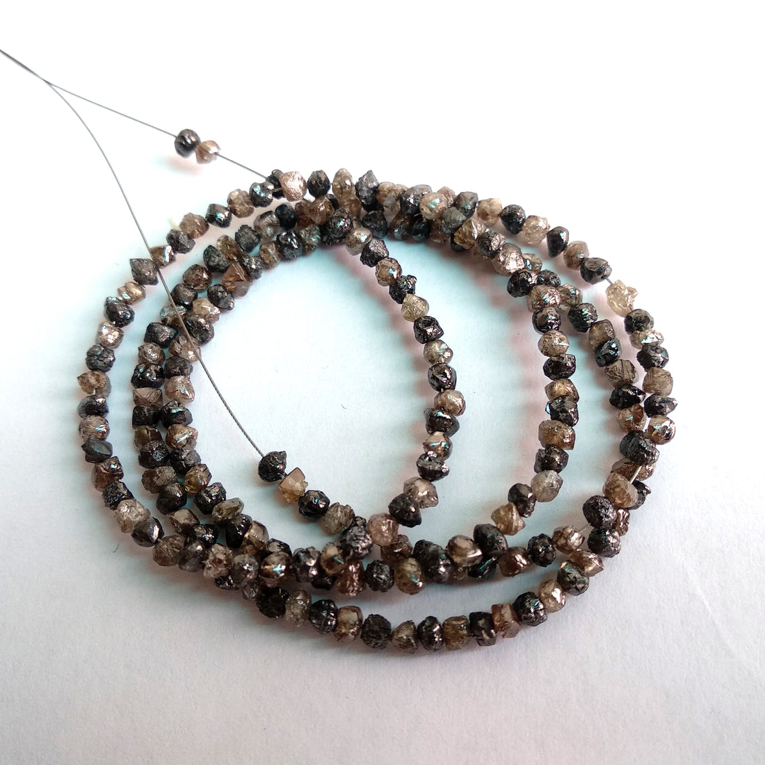 22 Carat Natural Brown Black Diamond Beads Strand, Rough Diamond Beads 2.5 mm-3 mm 16" long strand necklace