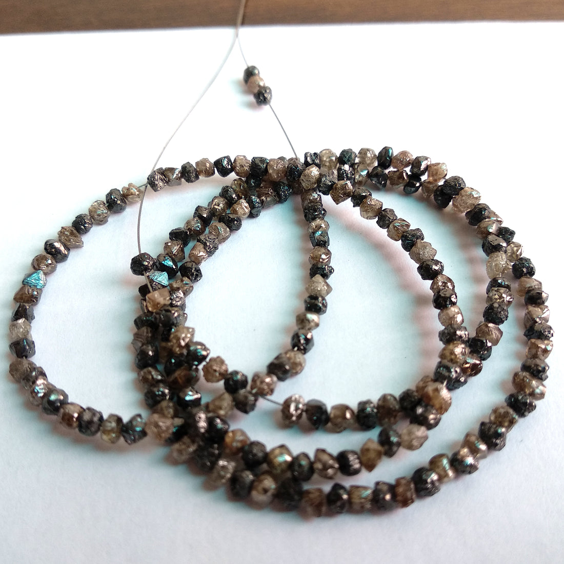 22 Carat Natural Brown Black Diamond Beads Strand, Rough Diamond Beads 2.5 mm-3 mm 16" long strand necklace