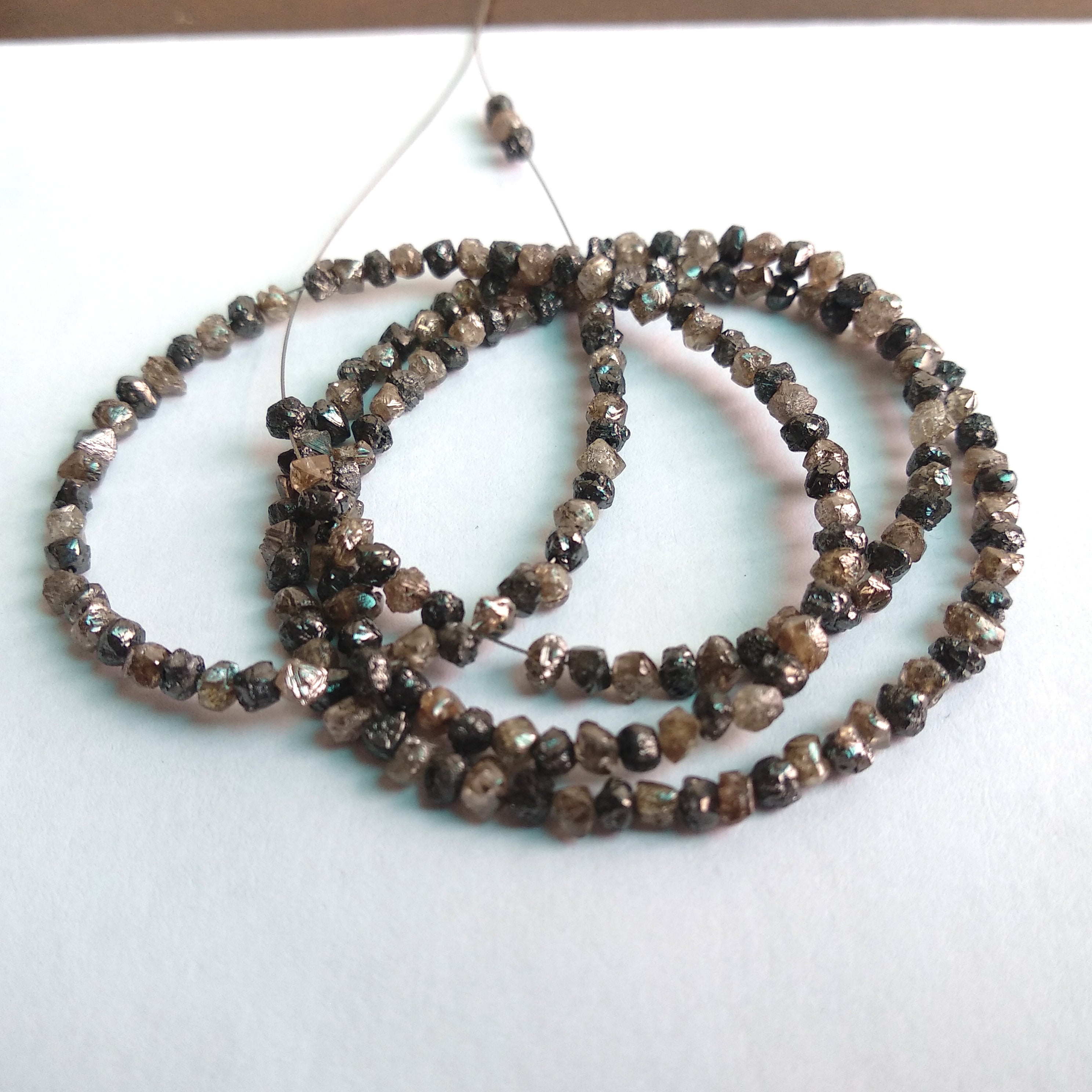22 Carat Natural Brown Black Diamond Beads Strand, Rough Diamond Beads 2.5 mm-3 mm 16" long strand necklace