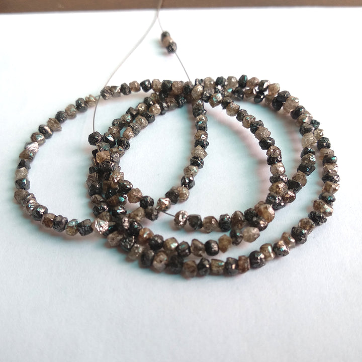 22 Carat Natural Brown Black Diamond Beads Strand, Rough Diamond Beads 2.5 mm-3 mm 16" long strand necklace