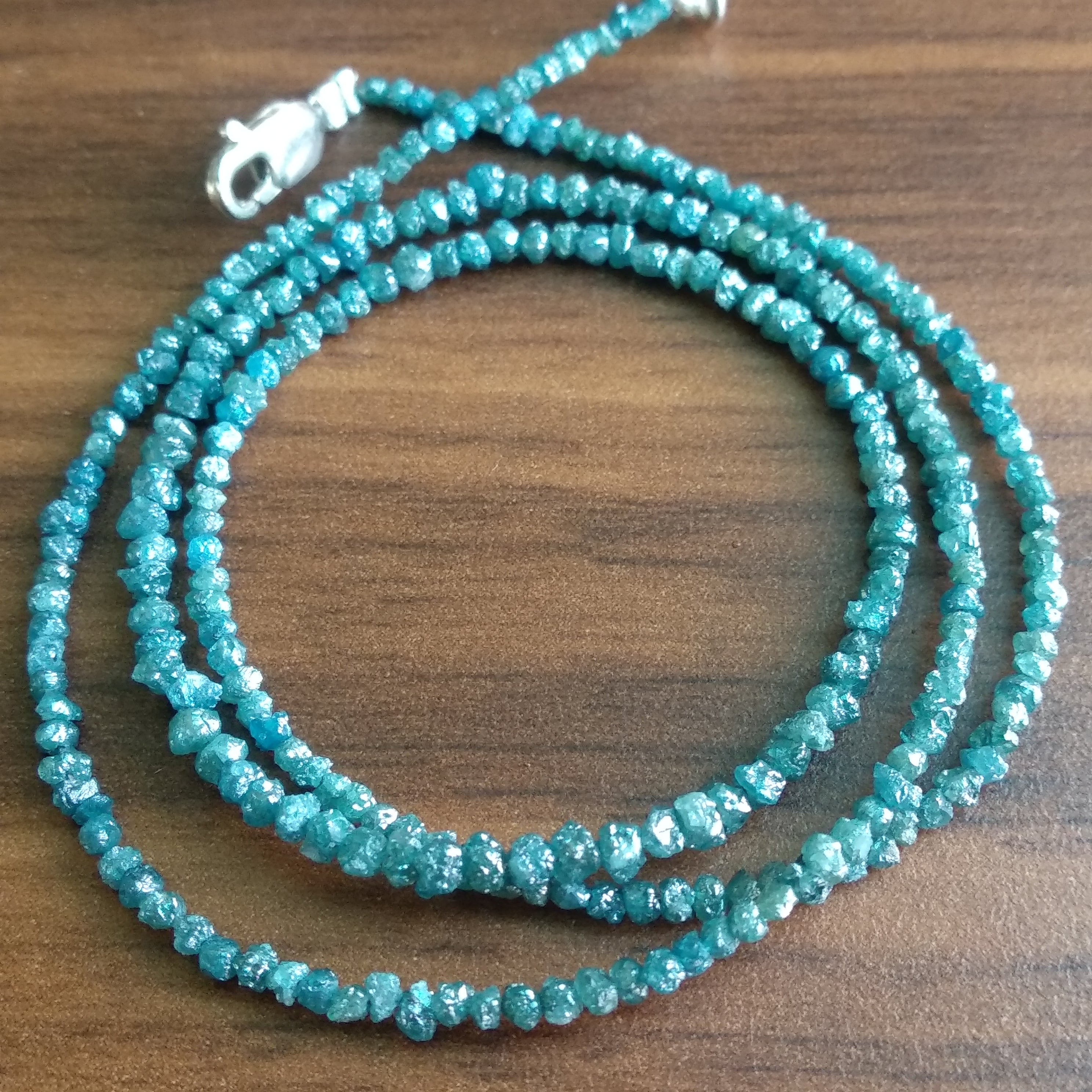 15 carat natural blue rough uncut loose diamond beads 16" strand/chain, 100% earth mined origin africa