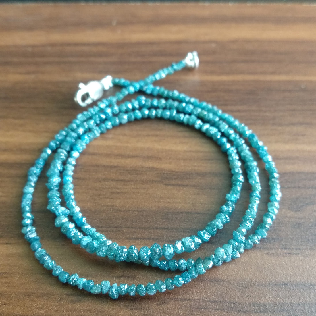 15 carat natural blue rough uncut loose diamond beads 16" strand/chain, 100% earth mined origin africa