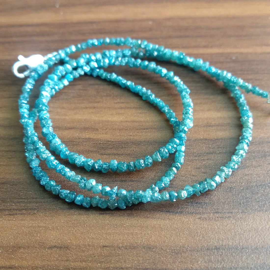 15 carat natural blue rough uncut loose diamond beads 16" strand/chain, 100% earth mined origin africa