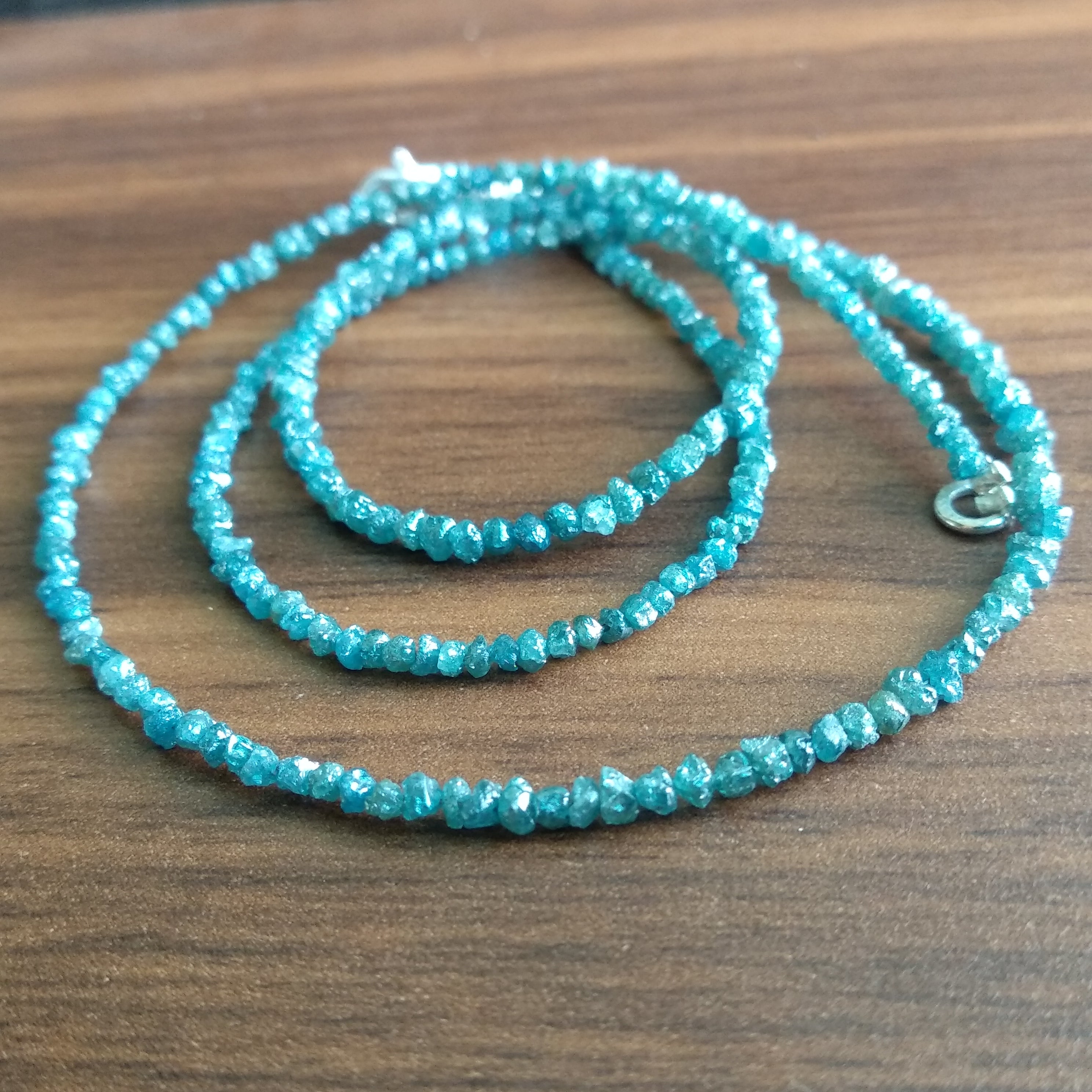 15 carat natural blue rough uncut loose diamond beads 16" strand/chain, 100% earth mined origin africa