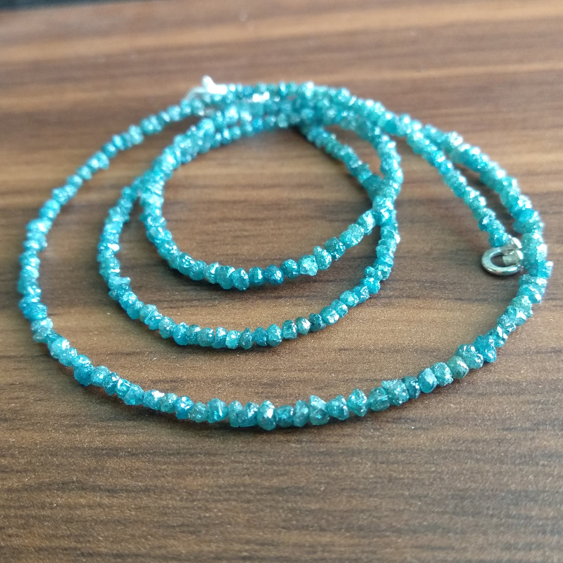 15 carat natural blue rough uncut loose diamond beads 16" strand/chain, 100% earth mined origin africa