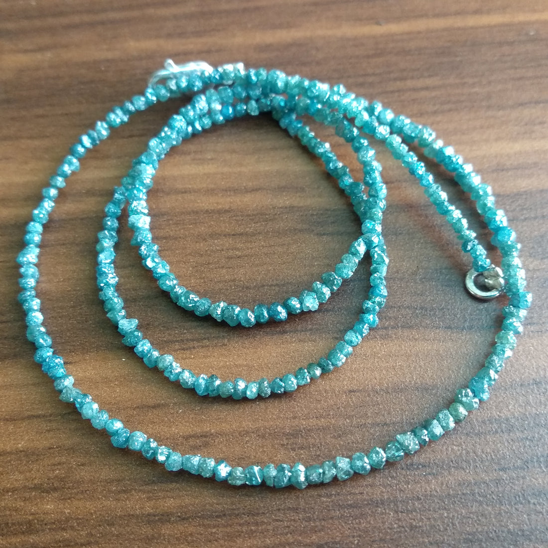 15 carat natural blue rough uncut loose diamond beads 16" strand/chain, 100% earth mined origin africa