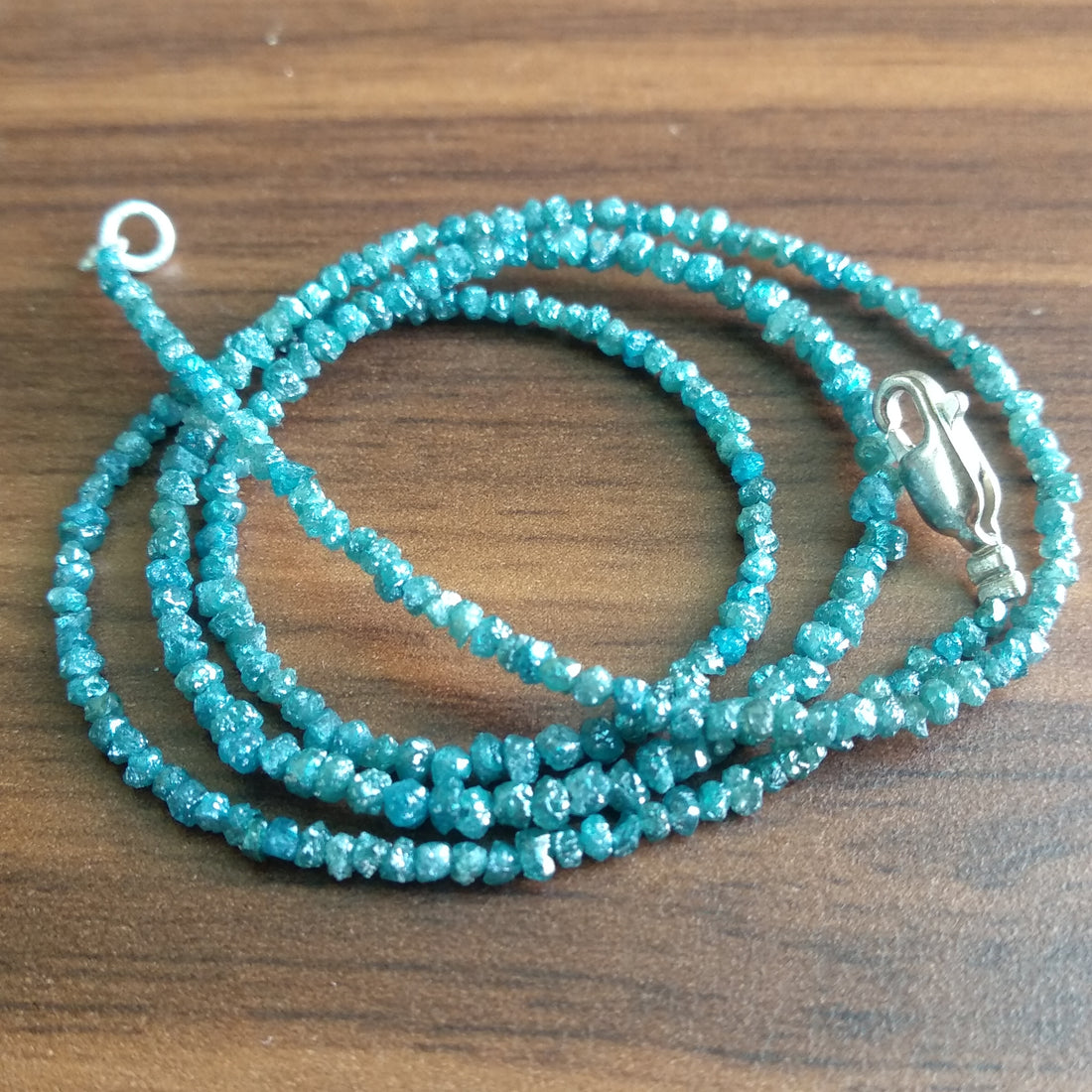 15 carat natural blue rough uncut loose diamond beads 16" strand/chain, 100% earth mined origin africa