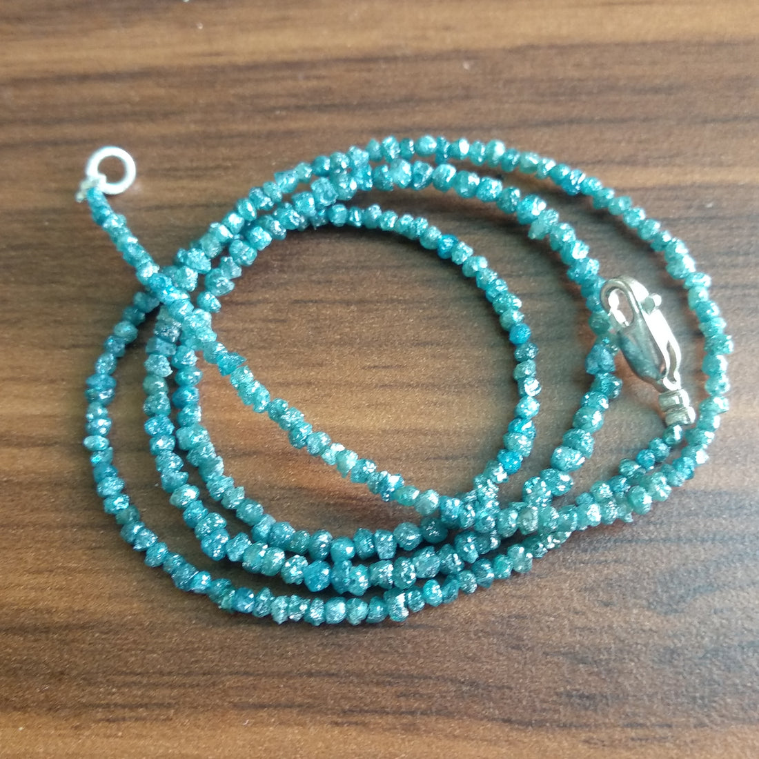15 carat natural blue rough uncut loose diamond beads 16" strand/chain, 100% earth mined origin africa