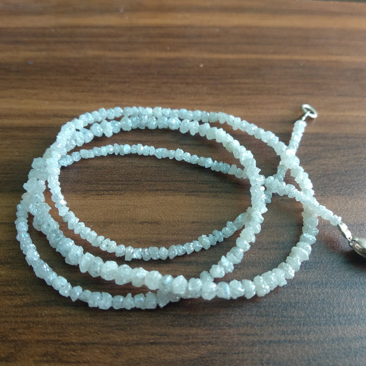 20.00 Ct Natural White Color Raw Uncut Loose Diamond Beads 16" Strand wt Silver Clasp, Rough Diamond Beads