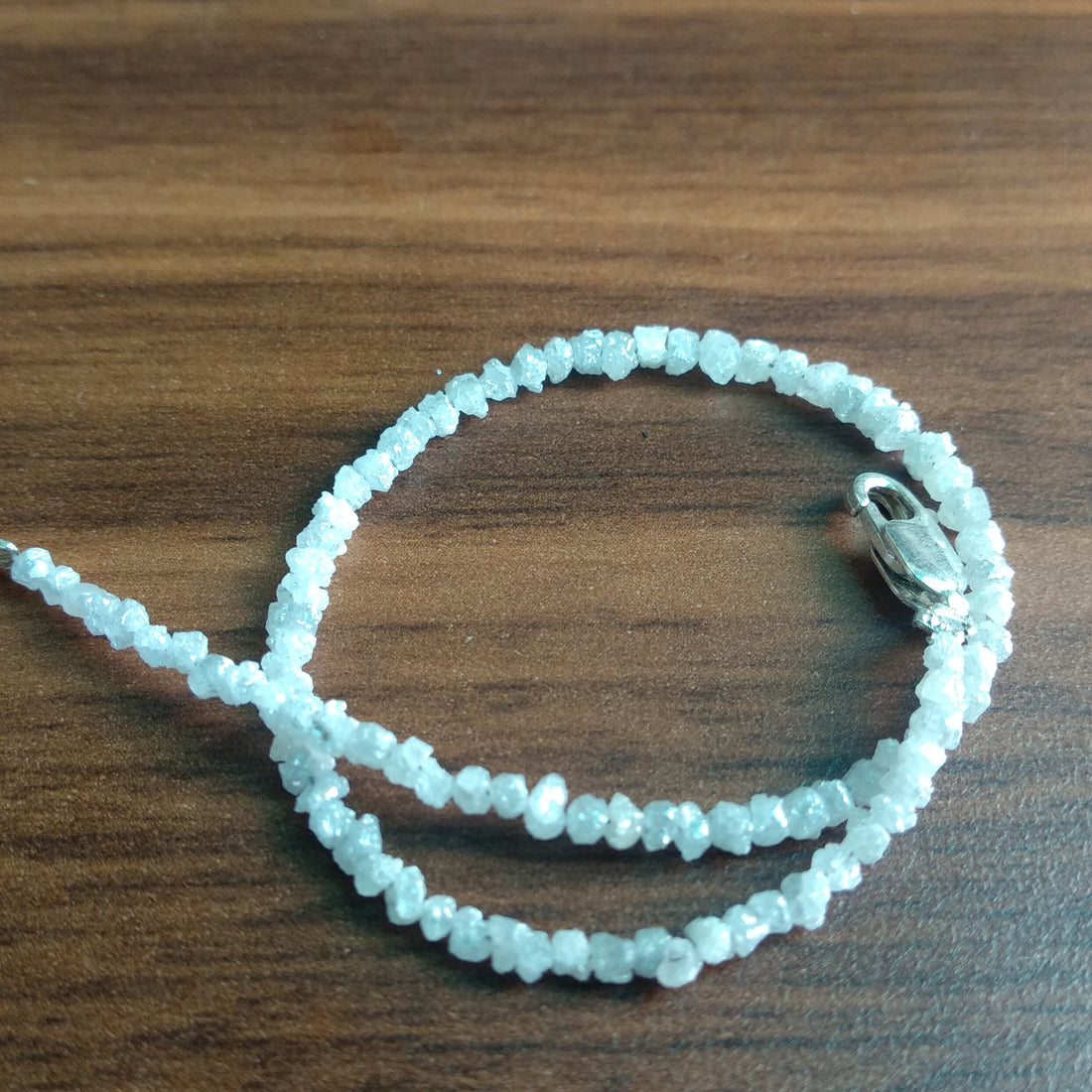 8.50+ Ct Diamond Bracelet, Gifts for Her, Genuine Raw Diamond Bracelet, Silver Clasp, White Rough Diamond Beads 8.00" Bracelet