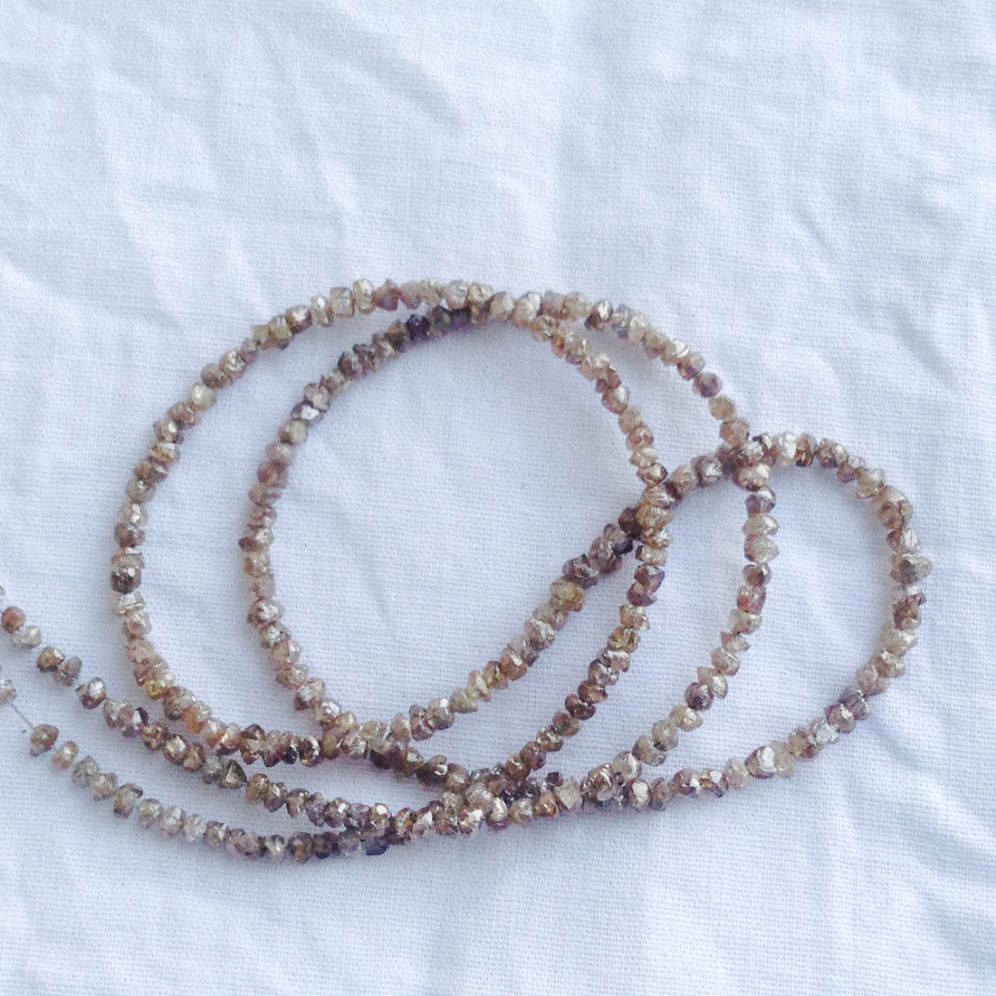 Natural Brown Color Raw Rough Diamonds Beads 16" Strand Chain Necklace wt Silver Clasp 20 Cts