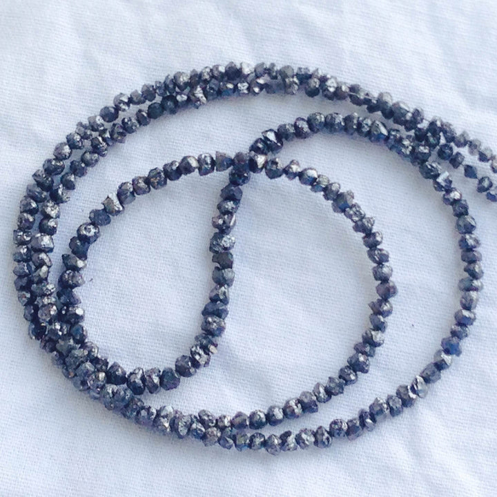 2 Strand Natural Rough Diamond 20 Carat Rare Fancy Jet Black Color Raw Loose Diamonds Beads 16" Strand / Necklace Chain