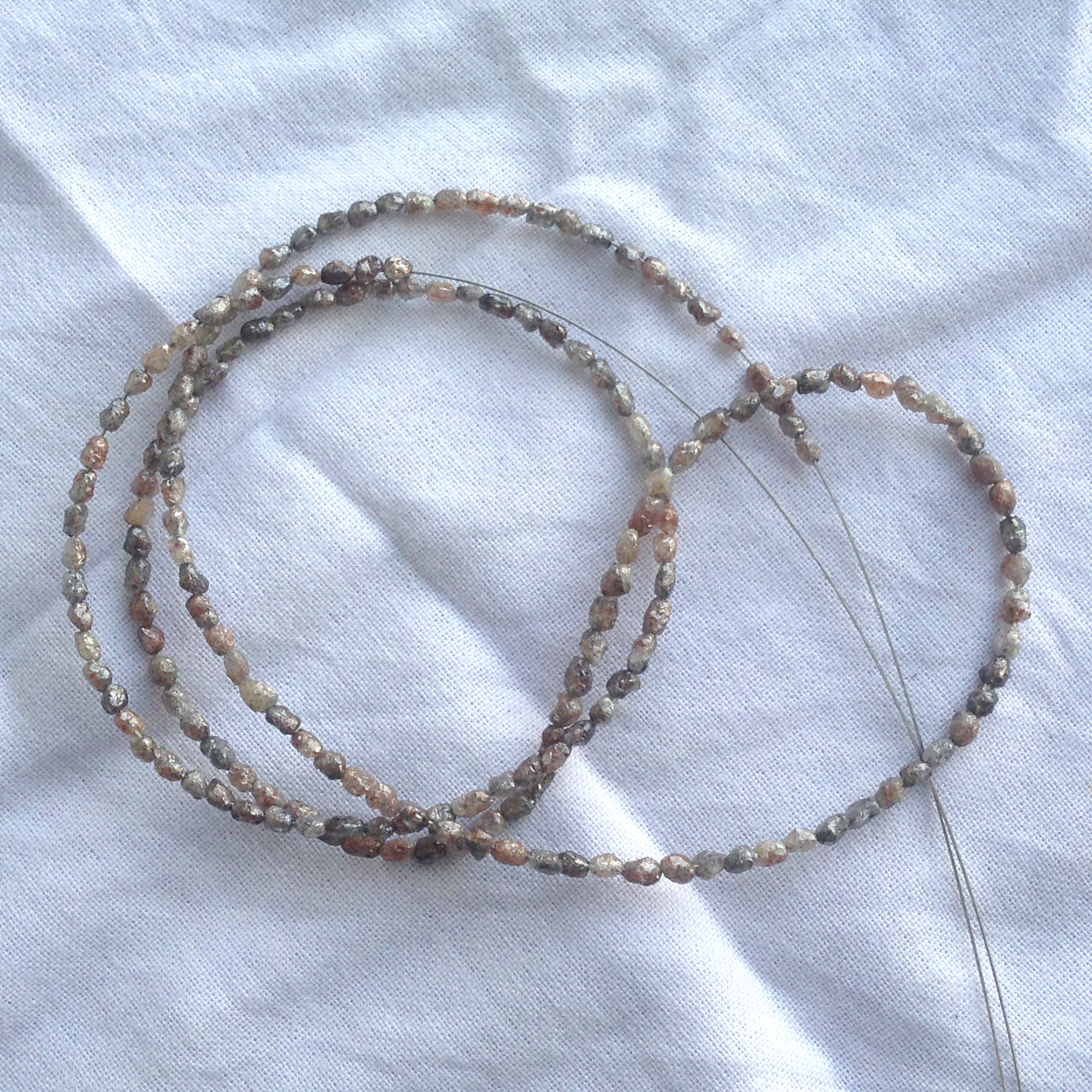 12 ct natural brown long drilled rough uncut loose diamond beads 16" strand/chain, 100% earth mined origin africa diamond beads