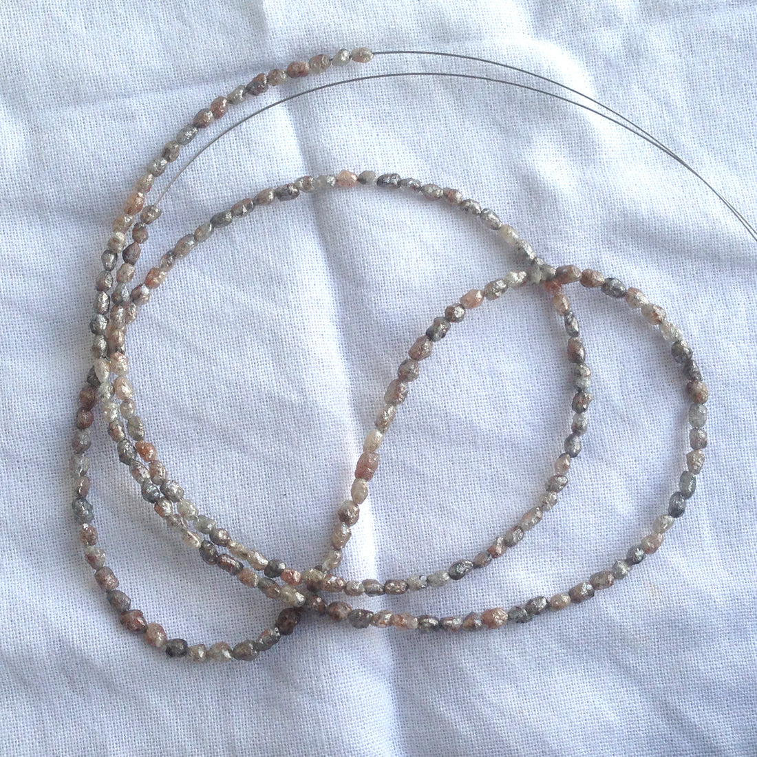 15 ct natural brown long drilled rough loose diamond beads 16" strand/chain wt silver clasp, wholesale conflict free raw diamond beads