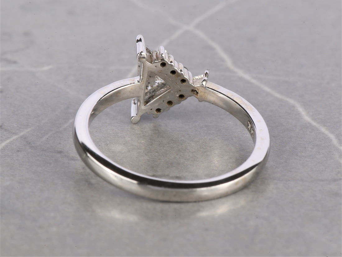 1.01 Ct Salt and Pepper Triangle Diamond Ring 14K Gold Anniversary Ring, Natural Gray Diamond Ring, Gift for Her