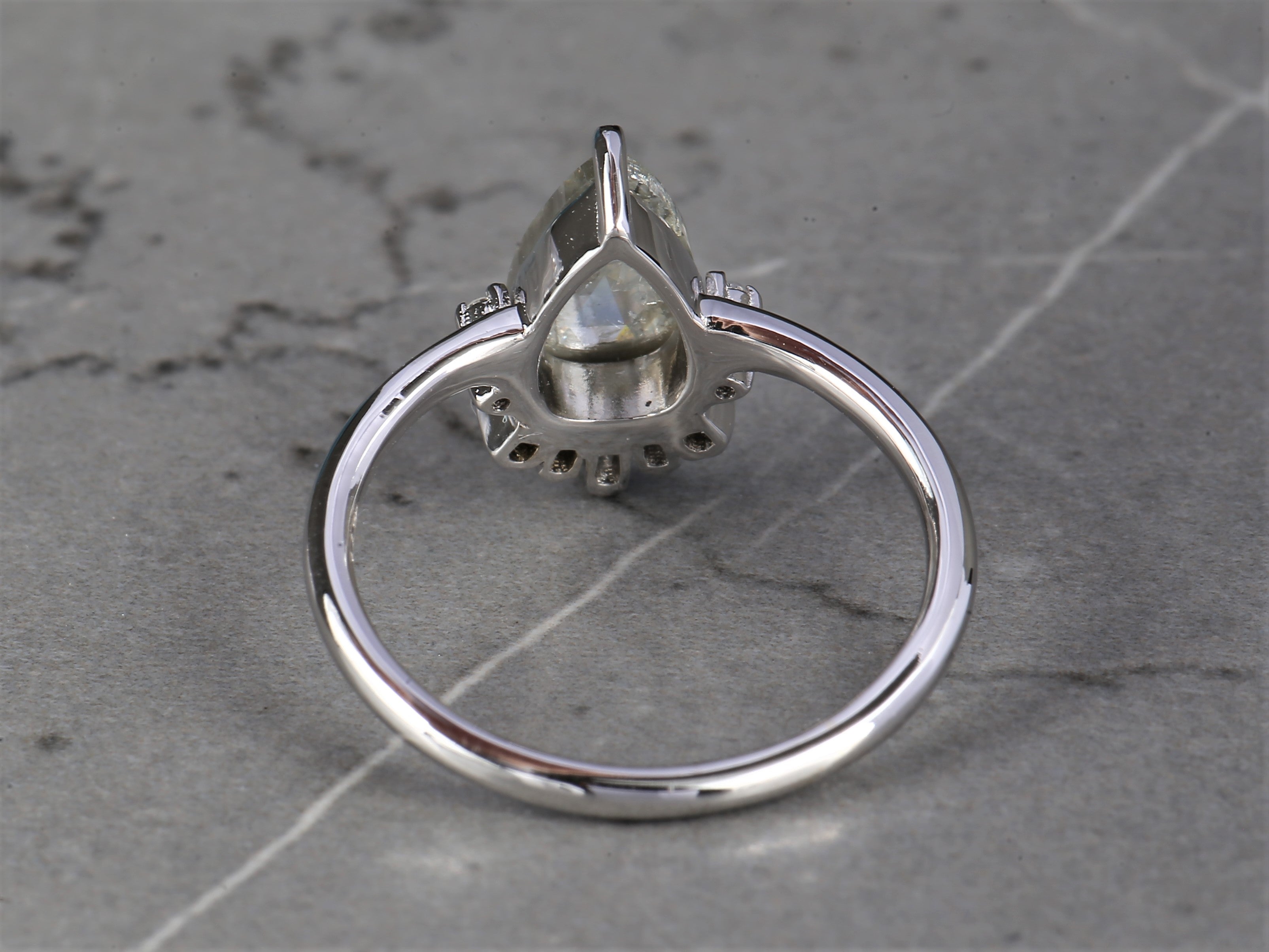 Salt and Pepper Diamond Ring, 14K Gold Anniversary Ring, Natural Gray Pear Diamond Ring, Gift for Her