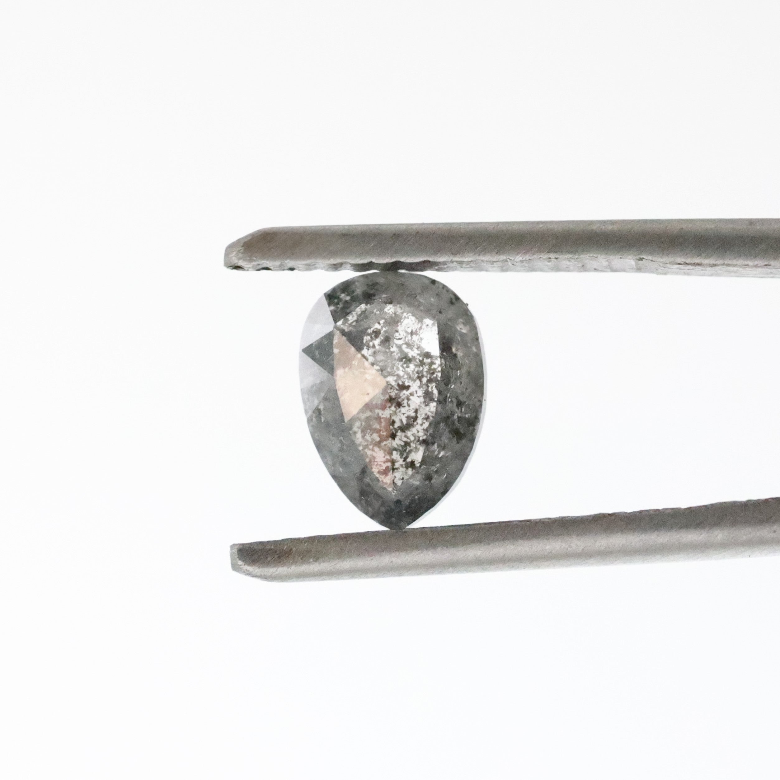 1.04 Ct Salt and Pepper Diamond, Natural Gray Pear Rose Cut Loose Diamonds for Minimalist Engagement Ring