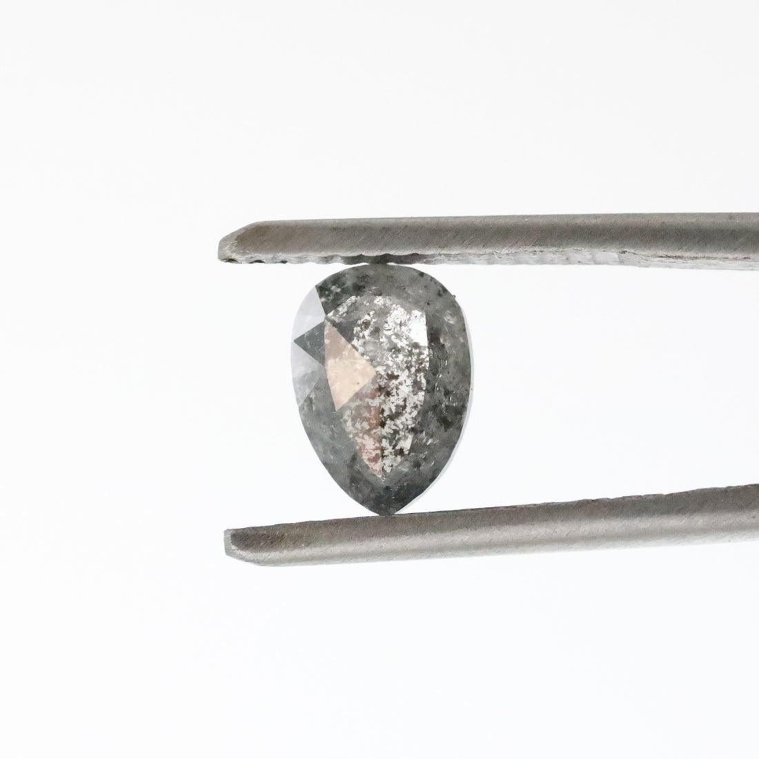 1.04 Ct Salt and Pepper Diamond, Natural Gray Pear Rose Cut Loose Diamonds for Minimalist Engagement Ring